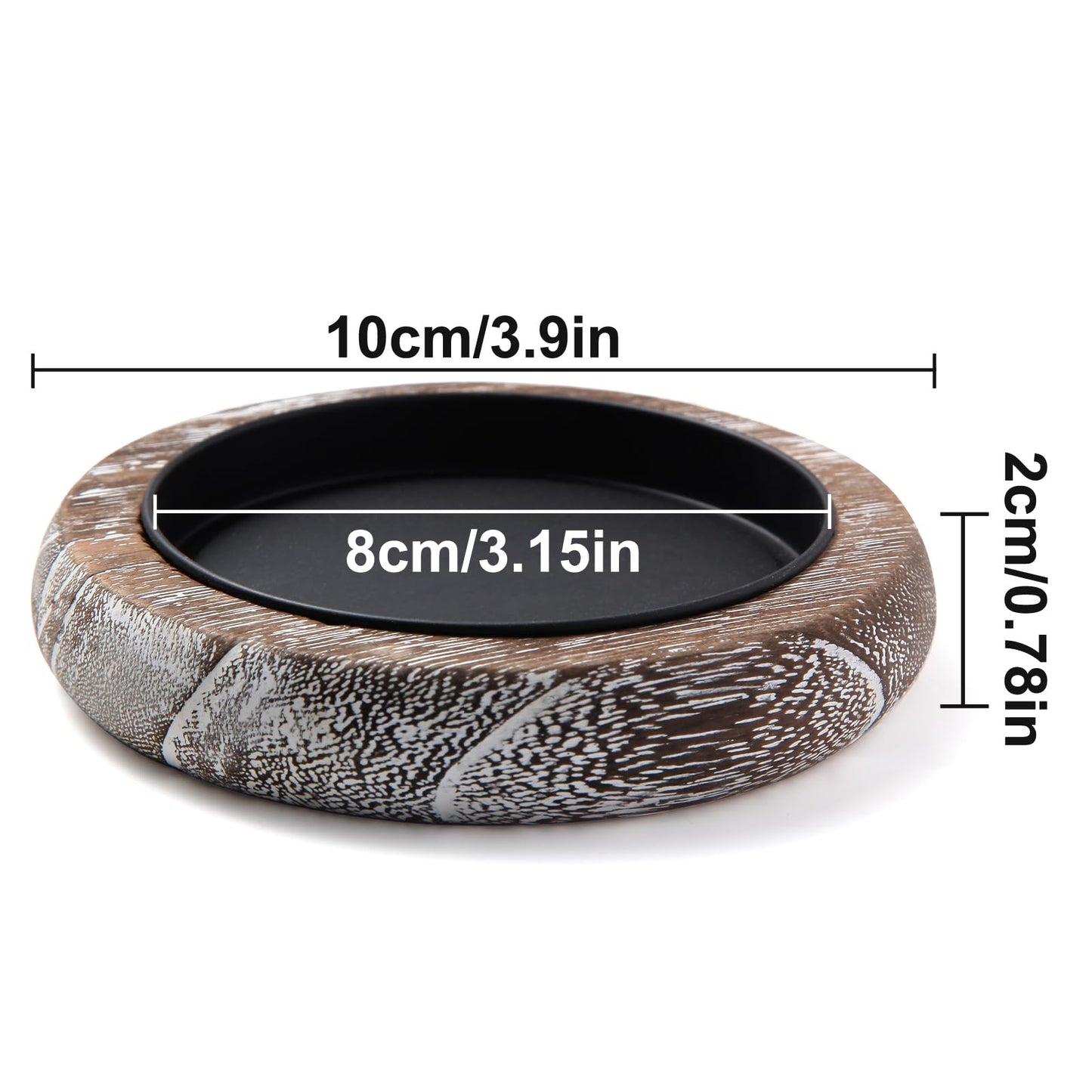 Hatway Wood Candle Holder Farmhouse Decor Wooden Pillar Candles Tray for Table Centerpiece Small Decorative Tray Riser Round Wooden Plate Pedestal Stand for Coffee Table for Christmas Decor-Bai-2