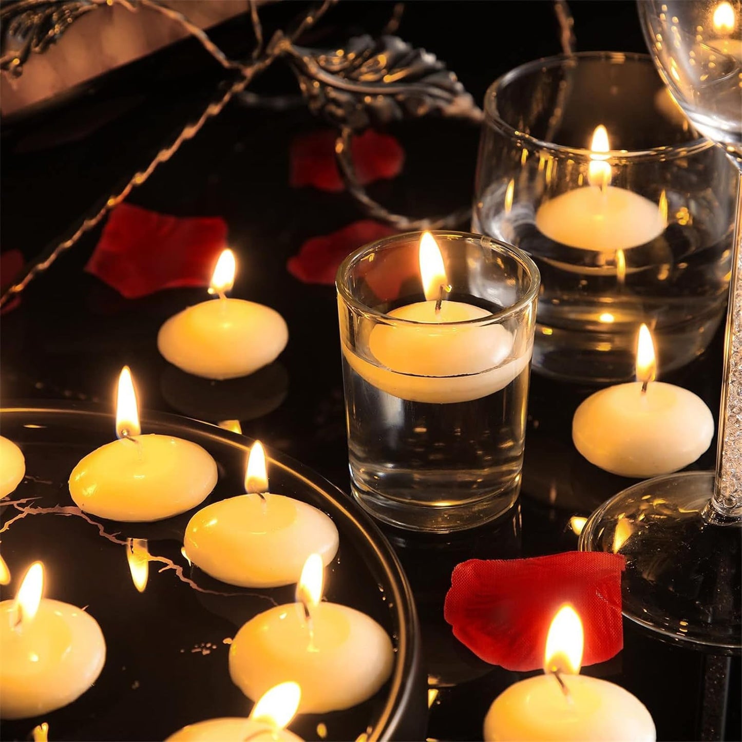 Unscented Floating Set of 10 – Versatile Wedding, Christmas, Spa Decor with Long-Lasting Burn Time Christmas Floating