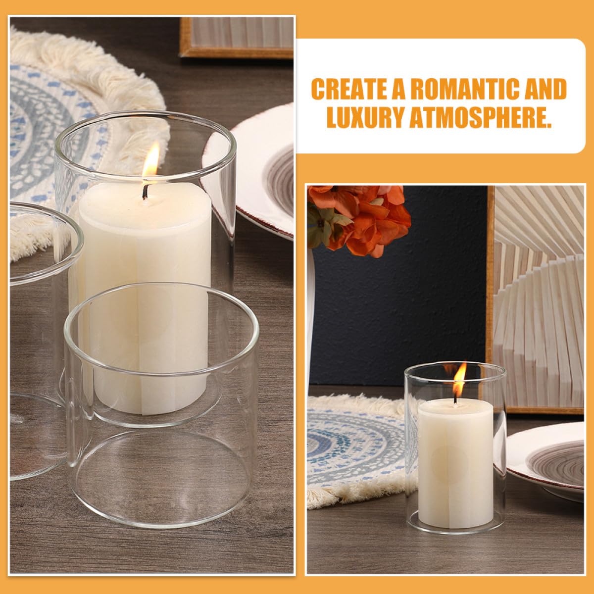 Beaupretty 3pcs Glass Scented Candle Cups Set Empty Tealight Candle Holders 5.3x10cm/8cm/6cm for Table Decor and DIY Craft