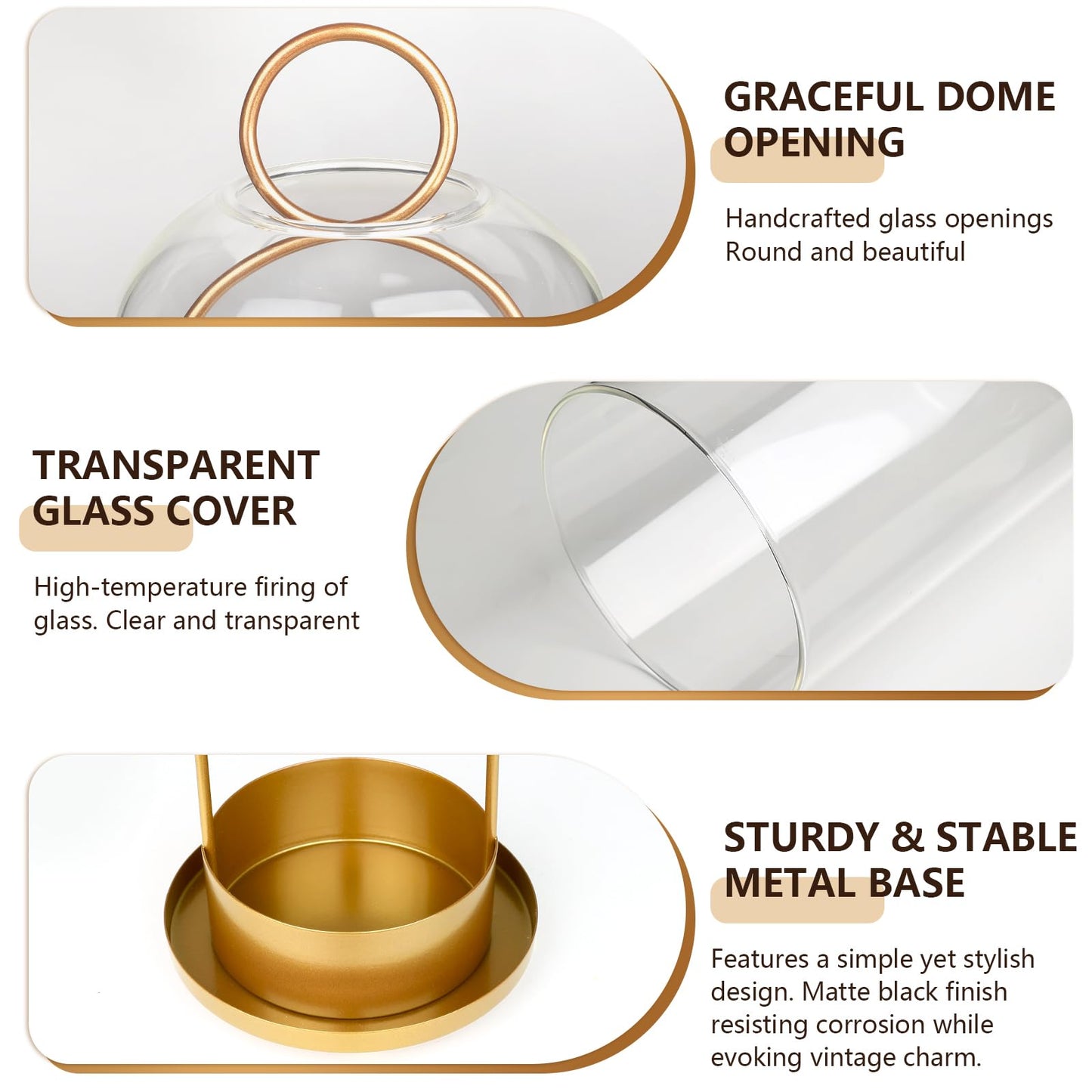 5"&4" Hurricane Glass Candle Holder Set - Metal Frame with Glass Chimney, Hanging Brass Metal Candle Holder, Pillar Candle Lantern for Wedding Party Holiday Dining Table Mantel Home Decor