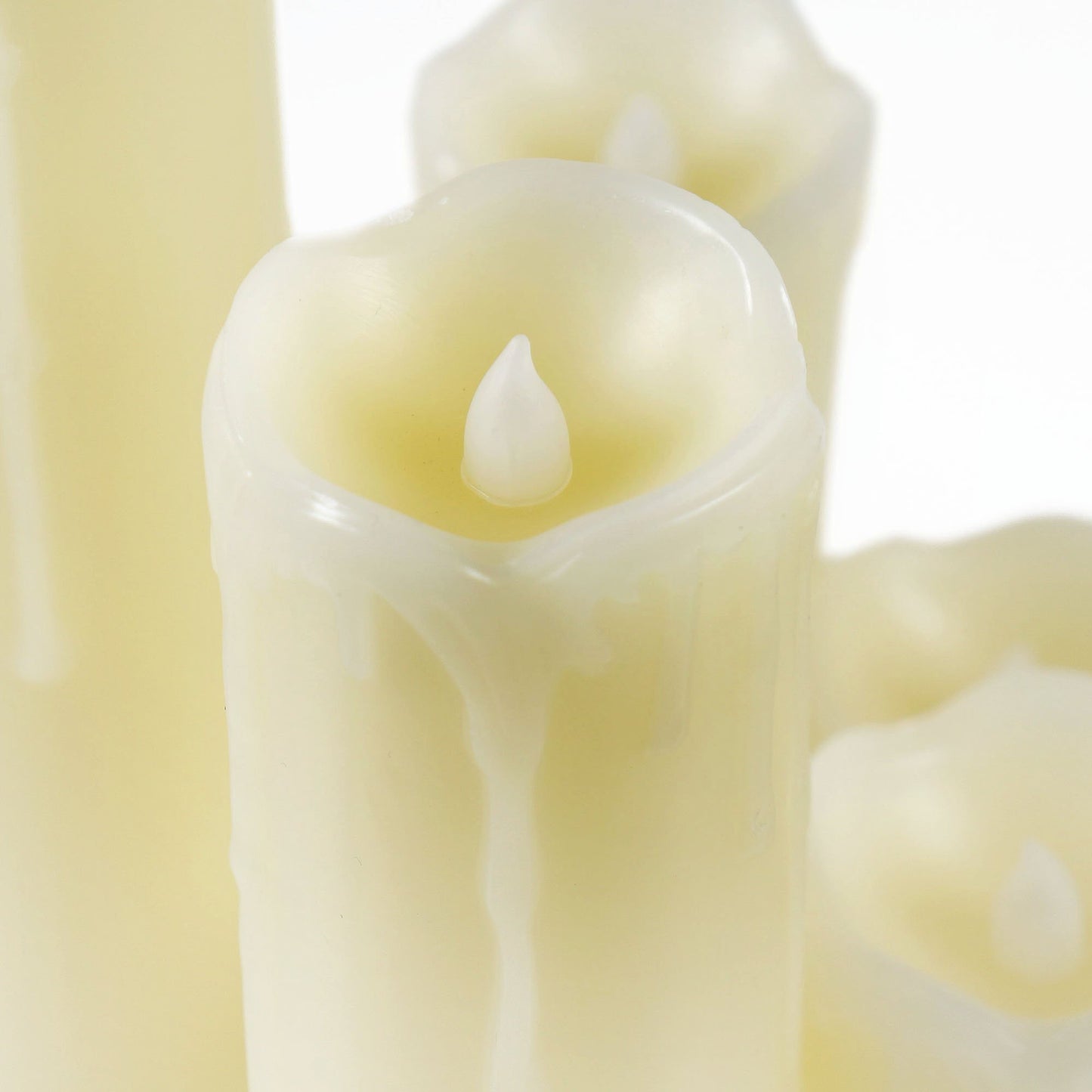 WYZworks LED Flickering Flameless Melting Ivory Timer Candles, Set of 6 Faux Dripping Wax, Battery Operated for Christmas Valentine Halloween Holiday Viking Gothic Decor 2" Wide and 2-9" Tall Pillar