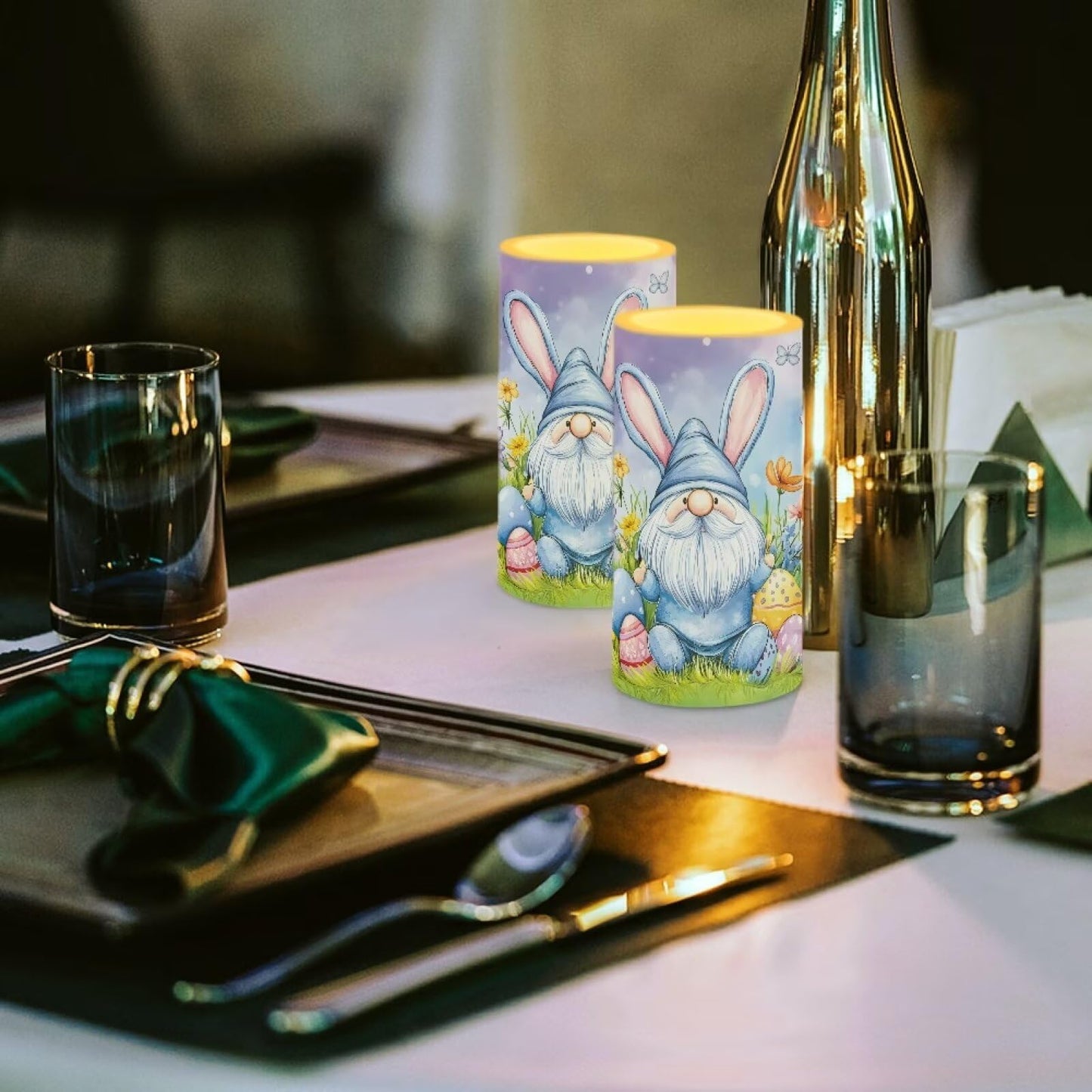 Luarisgur Flameless Candles LED Easter Gomes Stars Decorative Candles Battery Operated Ornage Flickering Candles with 18-Key Remote Timer Pillar for Home Living Room Party Table Decorations