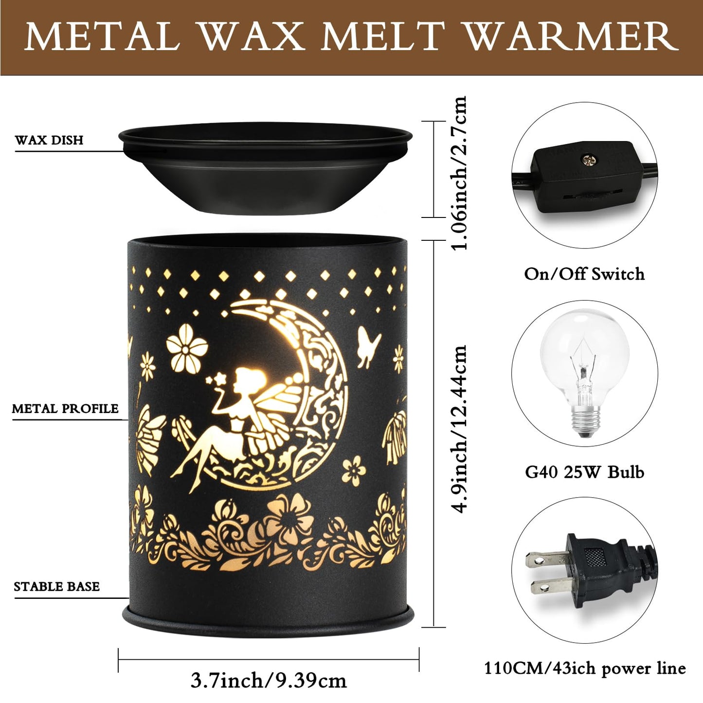 scentsy Wax Warmer for Scented Wax melt Warmer Wax Melter for Candle Making lamp Candle Warmer Plate Oil Burner for Home Decor and Gifts for Holiday (Moon/Flower Fairy)