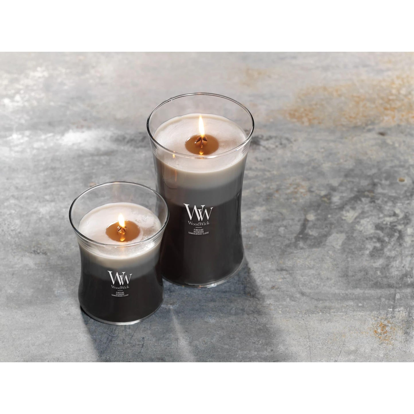 WoodWick Warm Woods Trilogy Holiday Candle Gifts for Women and Men, 9.7 oz Medium Hourglass Trilogy Candle with Crackling Wick
