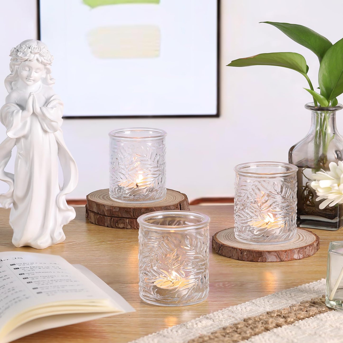 HAVITI 24 pcs Clear Votive Candle Holders, Glass Candle Holders for Home Decor, Tea Light Candle Holder for Wedding Table Centerpiece Decor