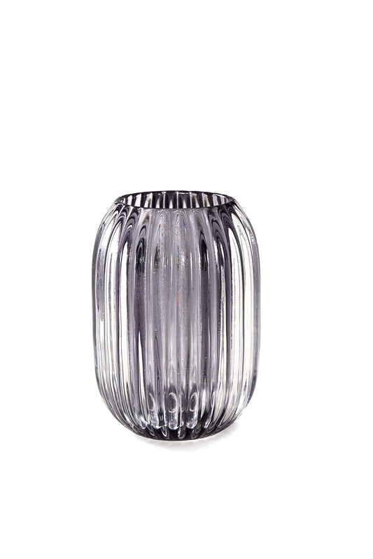 Serene Spaces Living Smoke Grey Optical Glass Votive Holder, Perfect for Weddings and Home Décor, 5" Tall and 3.5" Diameter, Set of 12