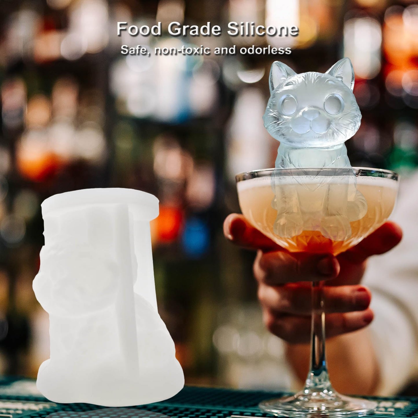 SIUPER 3D Cat Ice Cube Silicone Molds Tray for Whiskey, Cocktail, Drink, Bar; Rich Details. Fun Animal Mold for DIY Craft Taba Squishy Chocolate Soap Candle Resin Gift for Women Girls Boys; 2 Pack