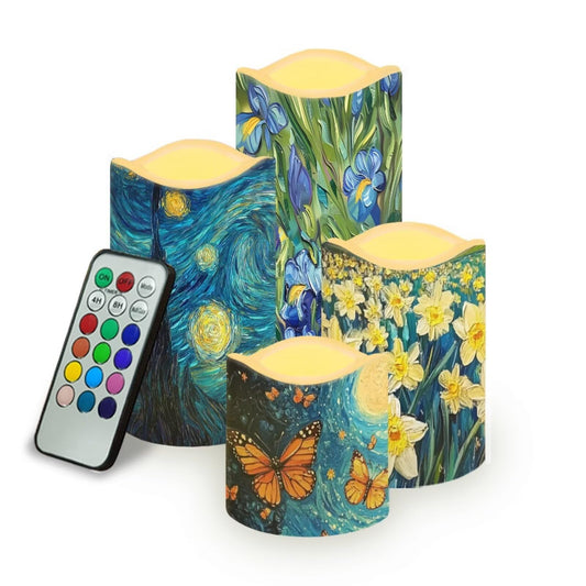 Uorisanigo Starry Night Plastic Flameless Candles with Remote LED Flickering Battery Operated Color Changing Electric Pillar Candles for Table Home Decoration
