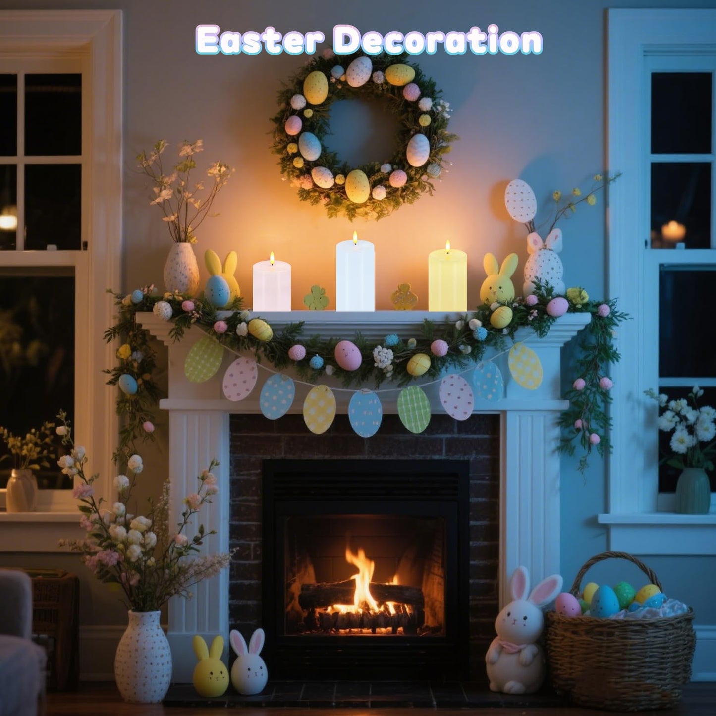 Pastel Flameless Candles, Set of 3 Flickering Easter LED Candles with Remote & Timer, Dimmable Real Wax Electric Pillar Candles Battery Operated, Spring Candles Light for Home Spring Easter Decor