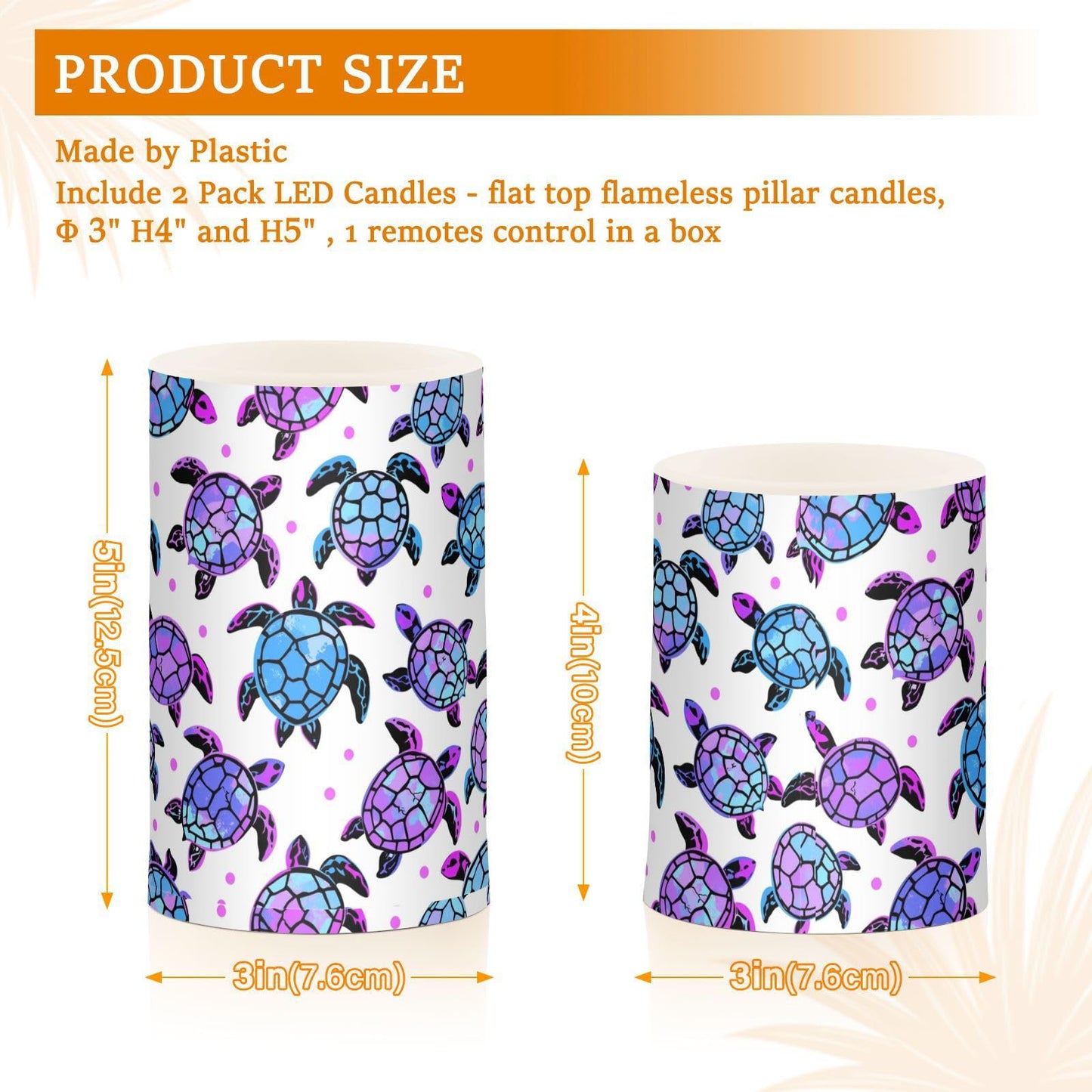 Pigsaly Flameless Candles Battery Operated Bright Colorful Turtles Flickering Led Pillar Candles with Remote Control Colour Changing Warm Light Candles for Halloween Christmas Wedding