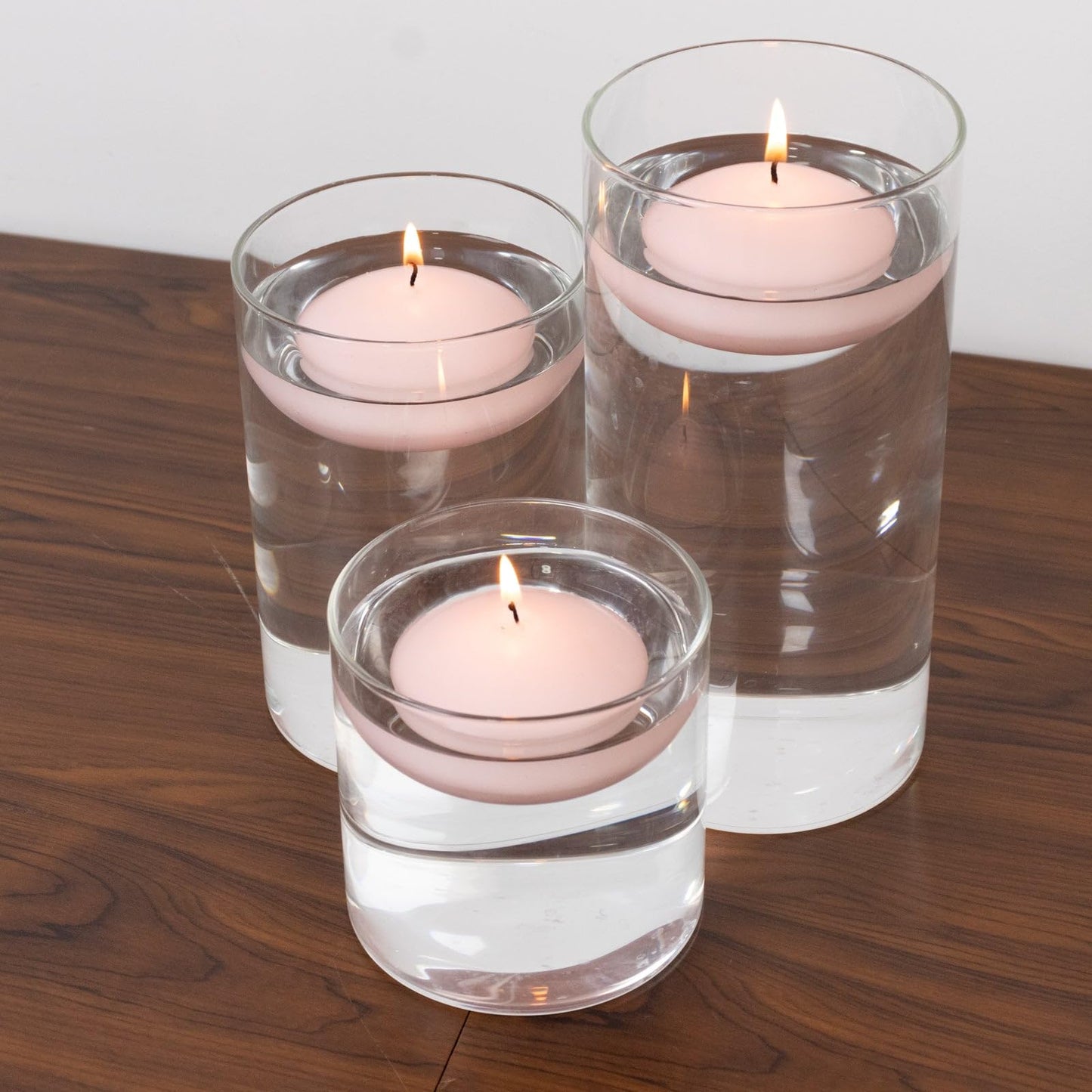 Efavormart 12 Pack 3" Blush Unscented Floating Candles, Long Burn Dripless Wax Discs with Cotton Wick for Cylinder Vases and Wedding Centerpieces