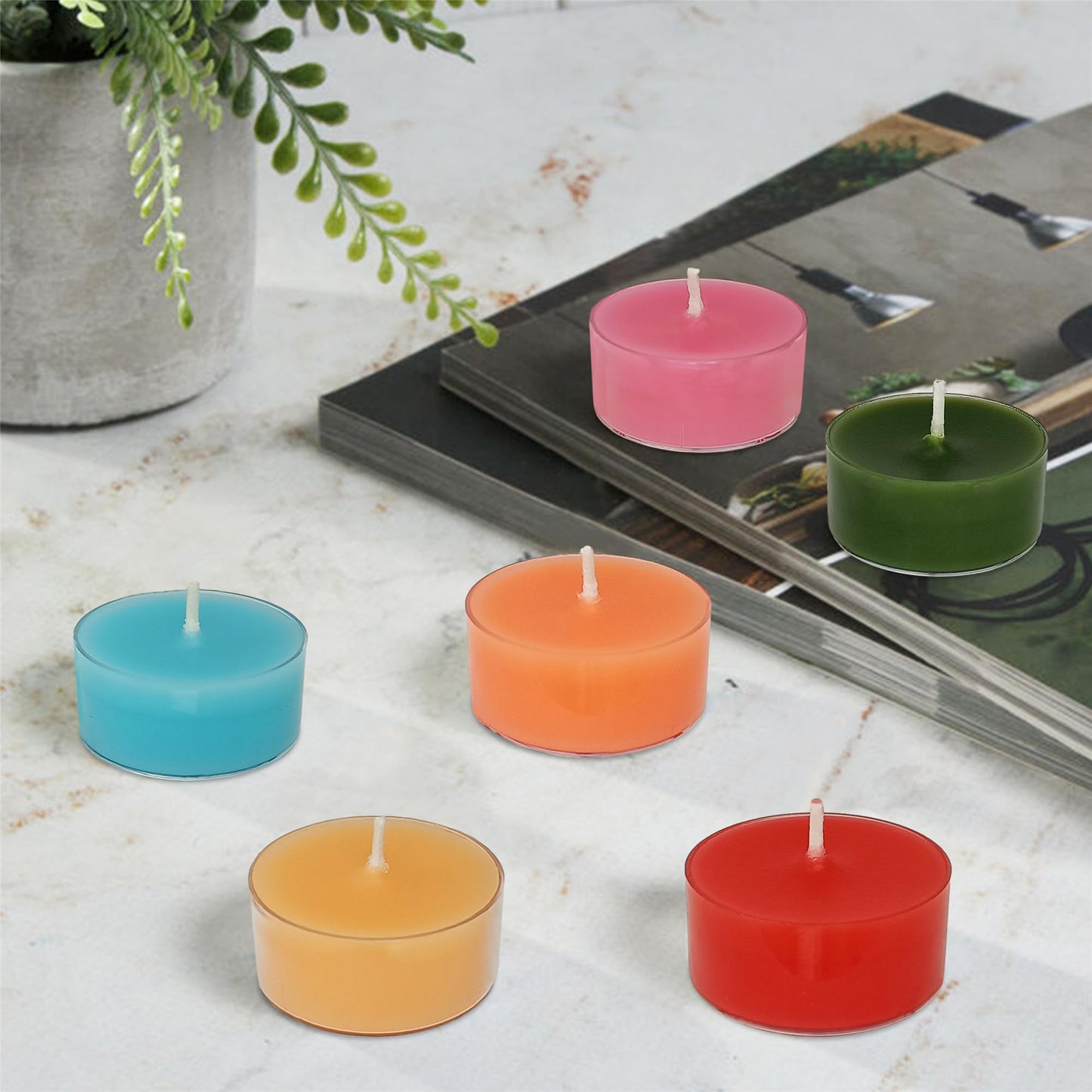 Gedengni Candlesticks Scented Tealight Candles,24pcs Handmade Round Tea Light Candles Rose Scent Wax Tealight Candle Smokeless Candle Stciks for Spa Home Decor Women Gifts (T01-24S-RDGRL)