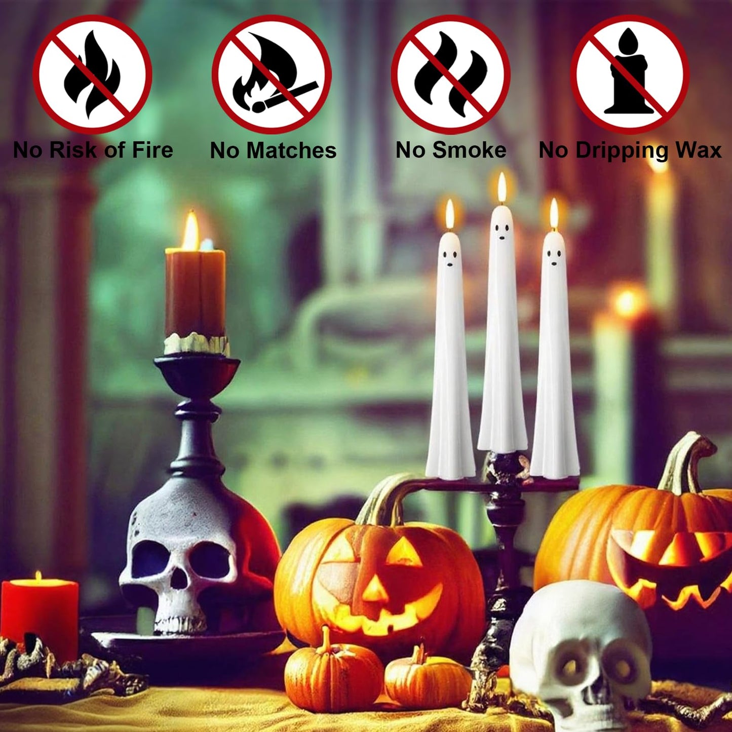 DRomance Flickering Flameless Taper Candles with Remote and Timer, 2 Pack Battery Operated LED Taper Candles 3D Wick Plastic Dripping Effect Dinner Wedding Holiday Decor(White, 0.78" D x 9.65" H)
