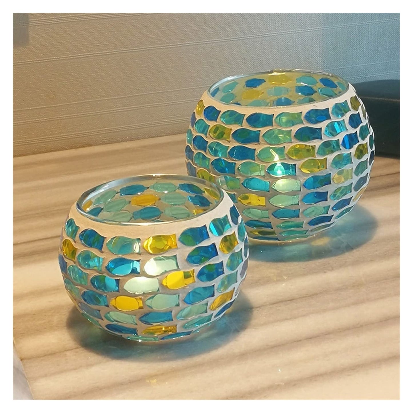 Candlestick Holders Mediterranean Candle Holder Two Piece Glass Tea Candle Holder Romantic Candlelight Dinner Decoration Bedroom Cafe Candle Holders