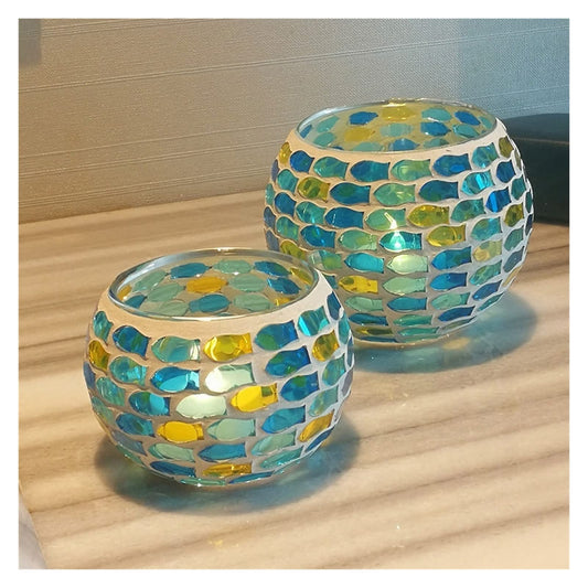 Candlestick Holders Mediterranean Candle Holder Two Piece Glass Tea Candle Holder Romantic Candlelight Dinner Decoration Bedroom Cafe Candle Holders