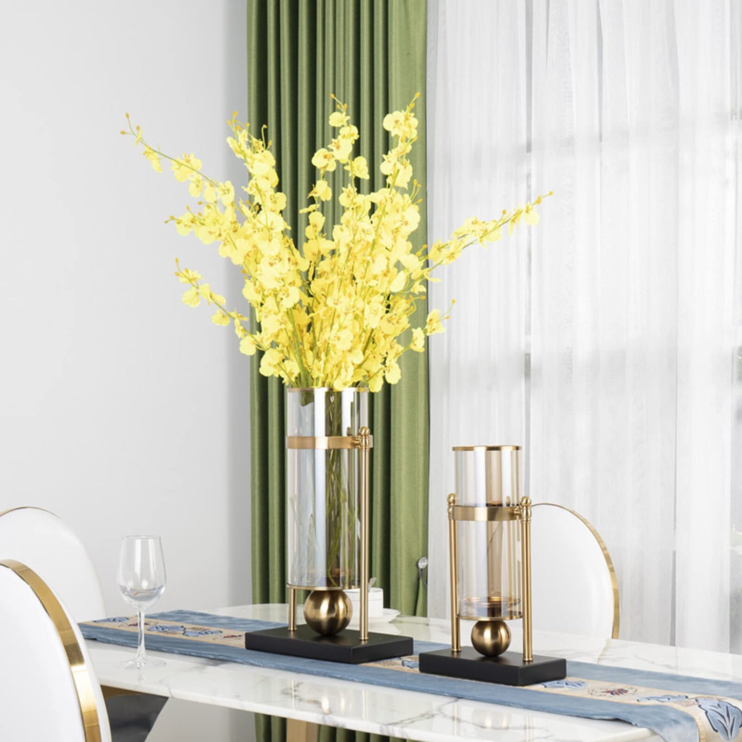 Crystal Centerpiece Classic Candlesticks Candle Holder Luxurious Candlestick Holder Exquisite Candlelight Dinner Ornaments for Indoor House Decor Coffee Table Centerpeices Wedding-B H33xl20cm
