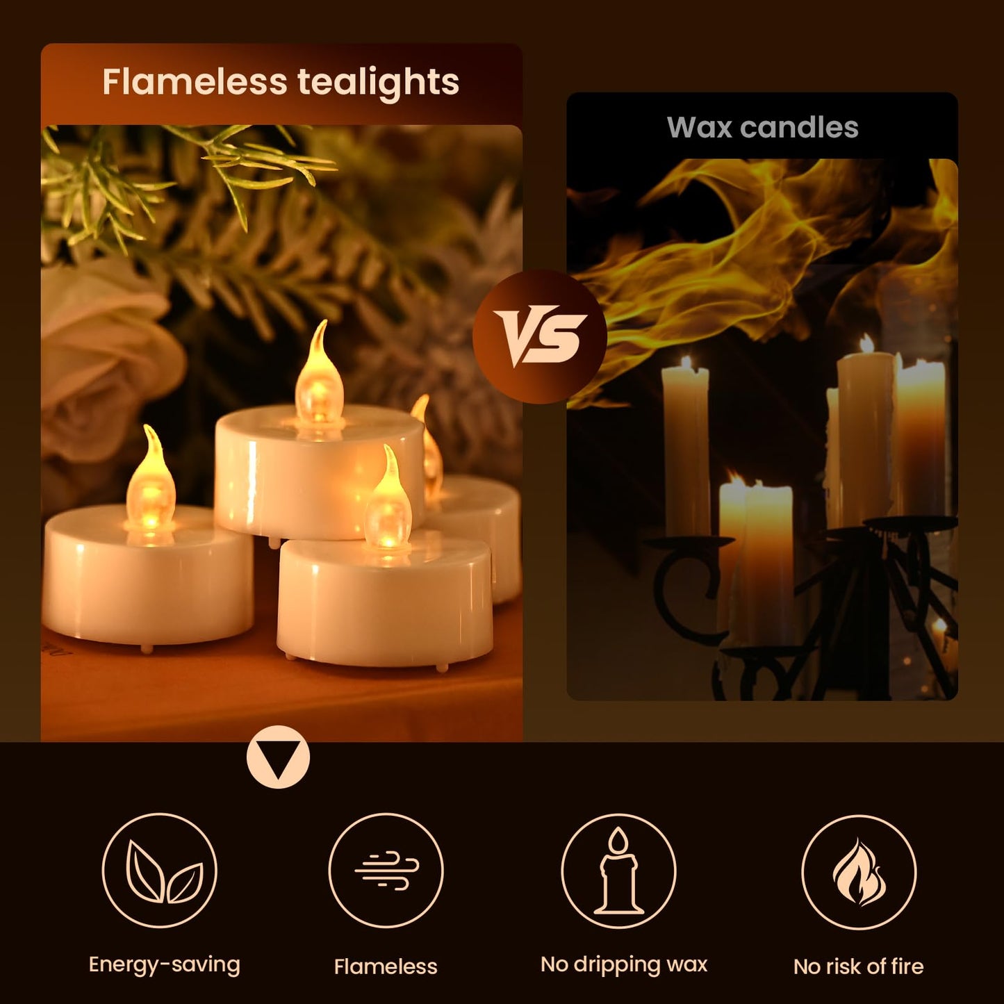JOSU 24PCS Flameless Tea Lights Candles with Remote Timer, Led Battery Operated Electric Votive Candle for Wedding Centerpiece Table Decorations, Flickering Tealight Candles for Home Party Decor