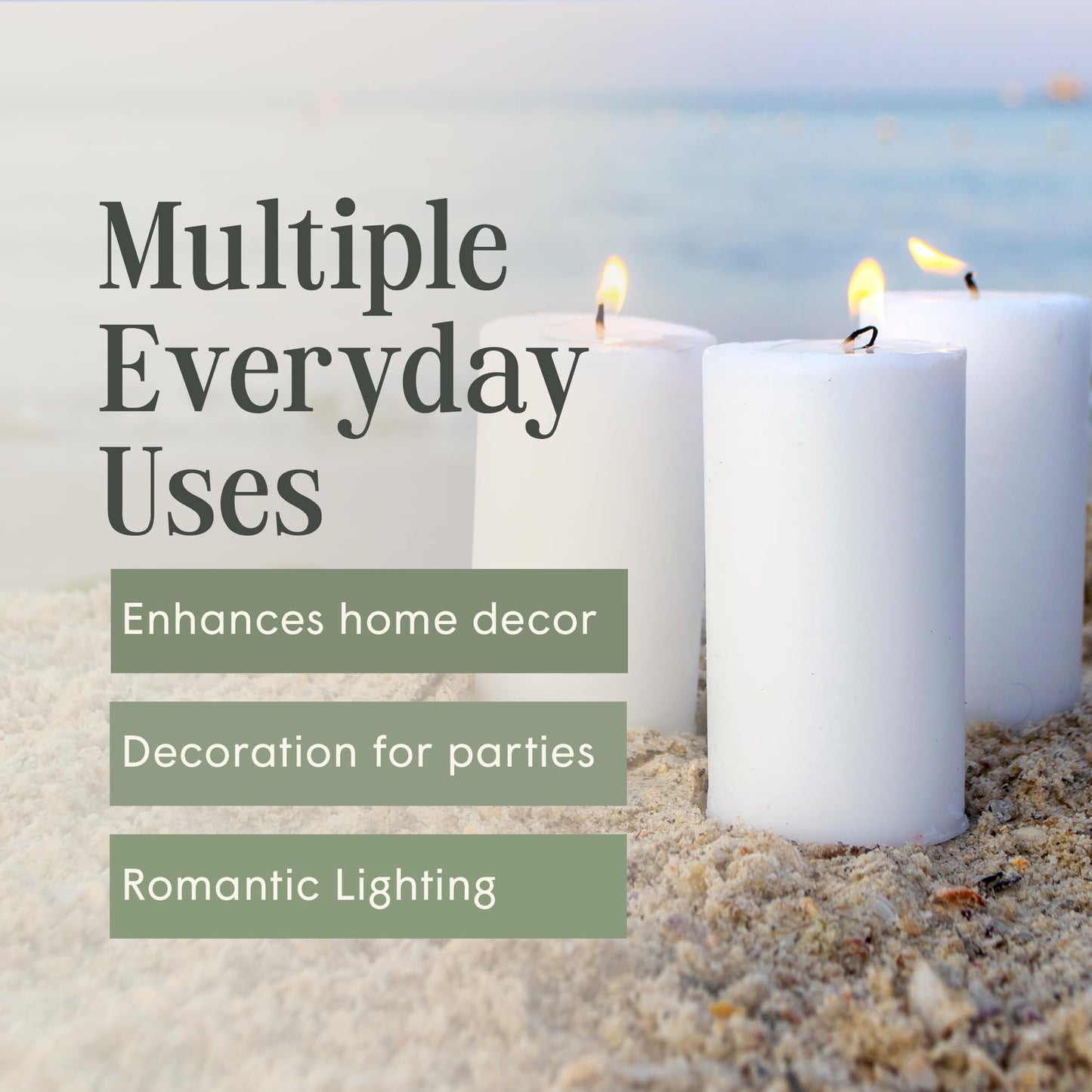 Mister Candle - Citronella Candles, Ideal for Outdoor & Indoor Use, 3"x4" White Pillar Candles Set of 3, Hand Poured, Premium Wax & Dripless, 60 Hour Burn Time