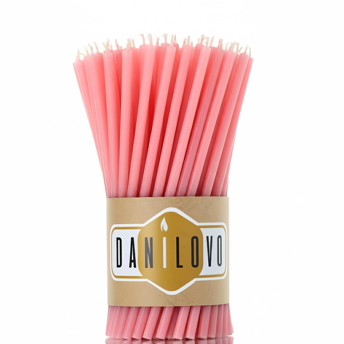 Danilovo Thin Taper Beeswax Candles - Honey-Scented, Decorative Candles Ideal for Birthday Decoration or Church Prayers - Pink Drip Free, Tall & Smokeless Pack of 50 pcs, 6.4 x 0.22 inch