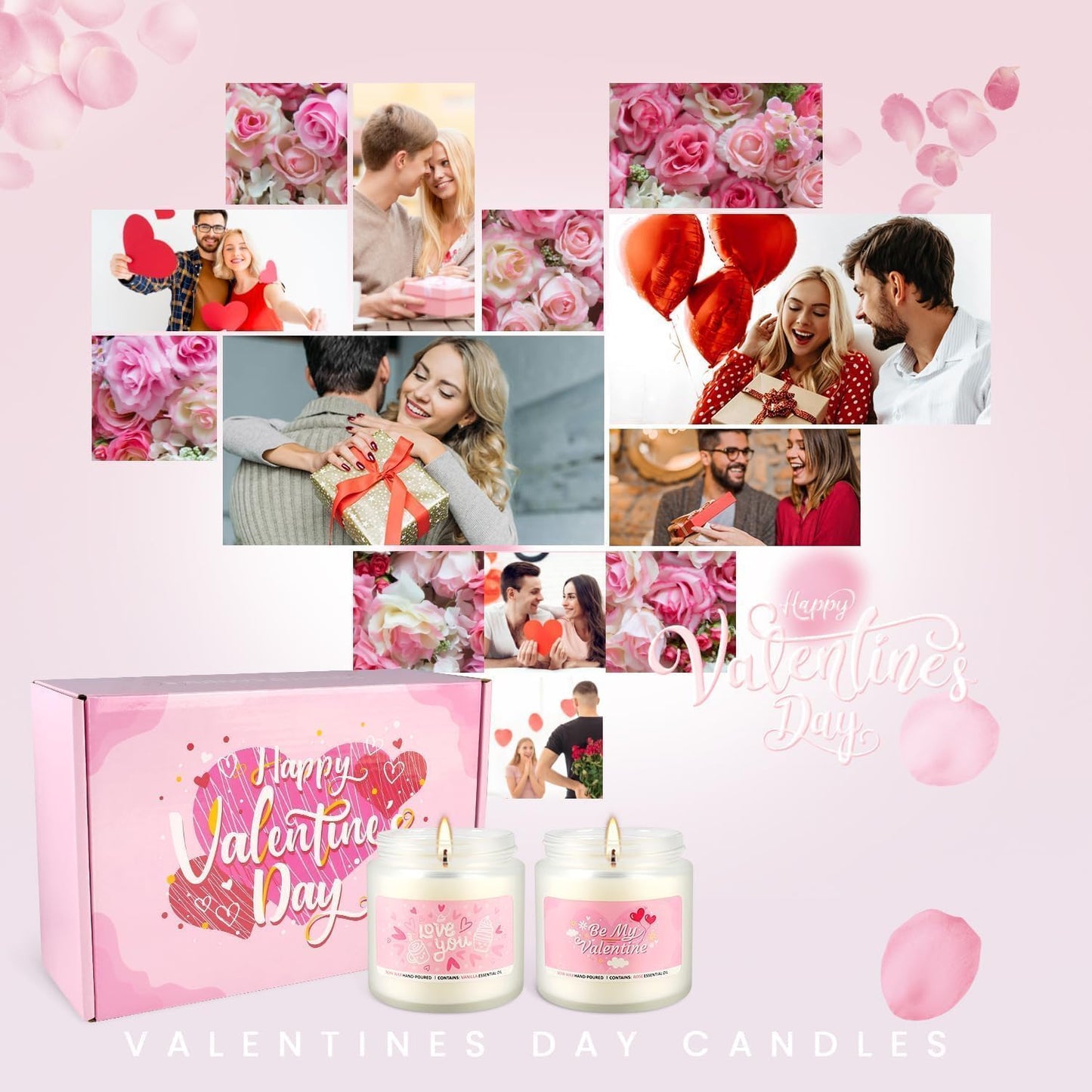 Valentine's Day Scented Candles Gift Set, 6 Pack 3.05 oz Candles - Romantic Gifts for Her: Wife, Girlfriend, Mother, and for Him: Husband, Boyfriend - Long Lasting Aromatherapy Candle for Home Decor