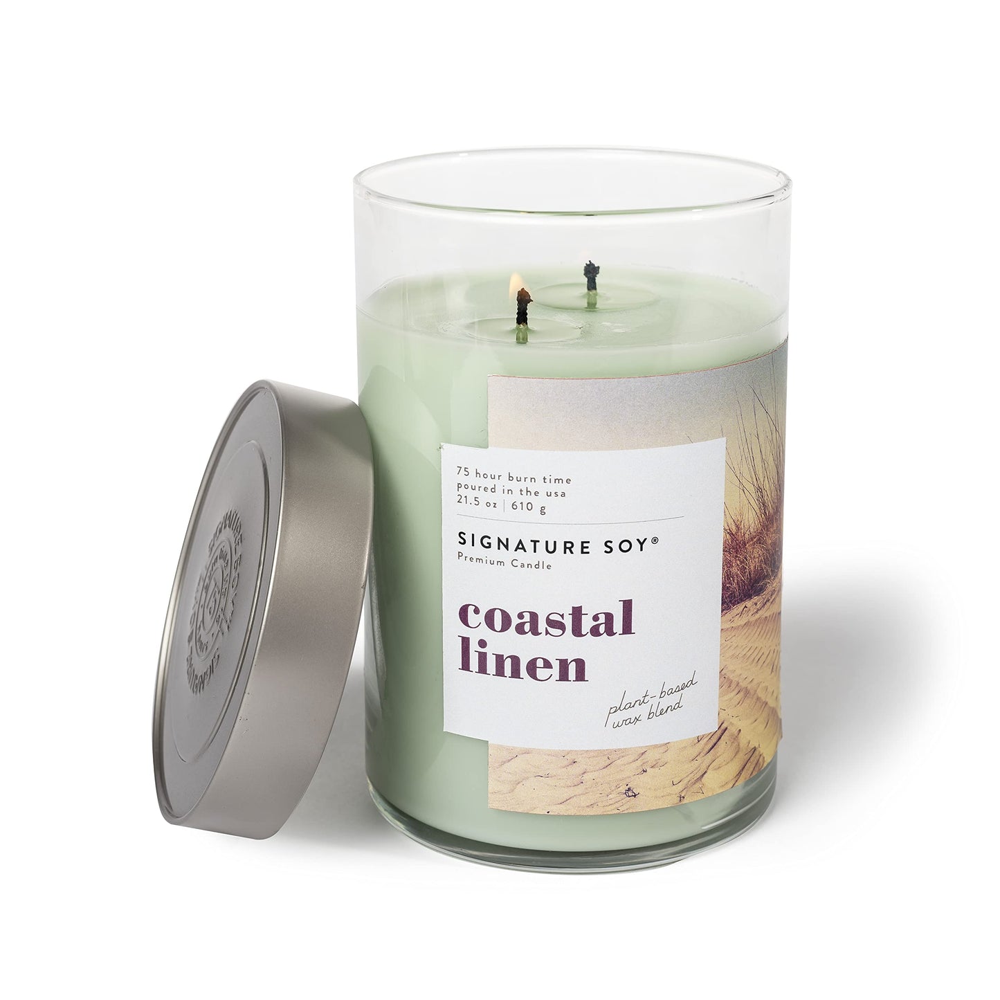 Signature Soy Lidded Coastal Linen Scented Candle, Extra Large Jar