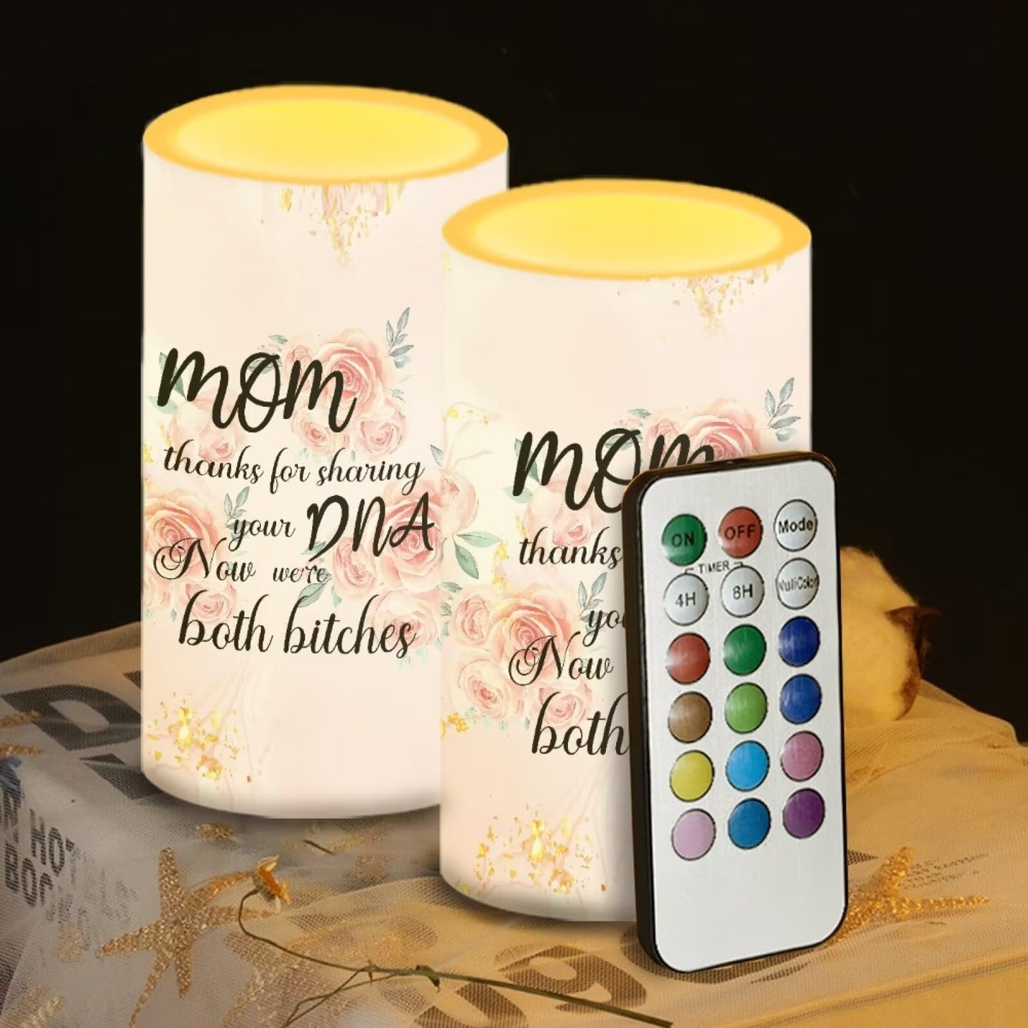 Luarisgur Mothers Day Lights Flameless Candles LED Candles with Remote and Timer Rose Electric Fake Plastic Pillar Candles Gift for Mom Decorations for Living Room Bedroom Home Indoor Holiday Party