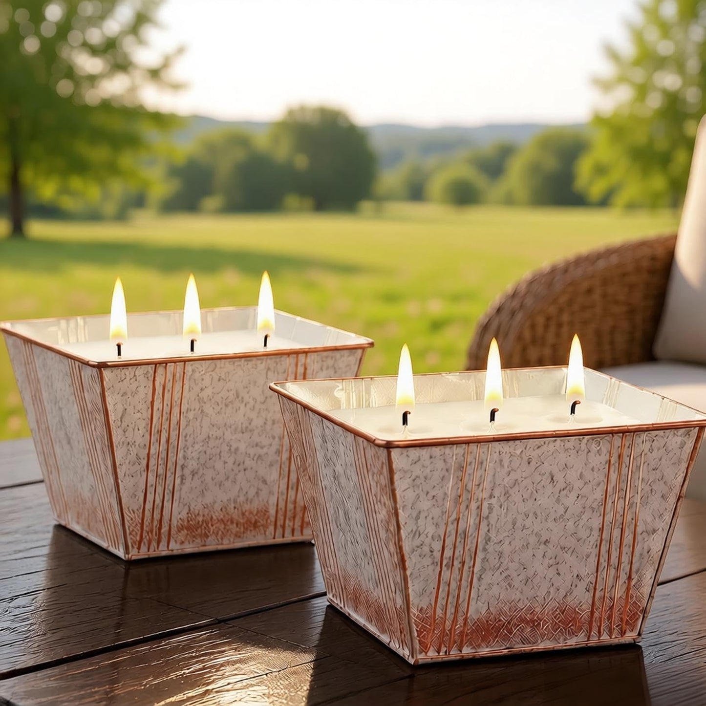 Citronella Candles Outdoor, 24OZ Large Size 3-Wick Citronella Candles, 2 Pack Lemongrass Candle, Natural Soy Wax Candle, 120 Hours Long Burning Candle for Patio Garden Camping Indoor Home Decor