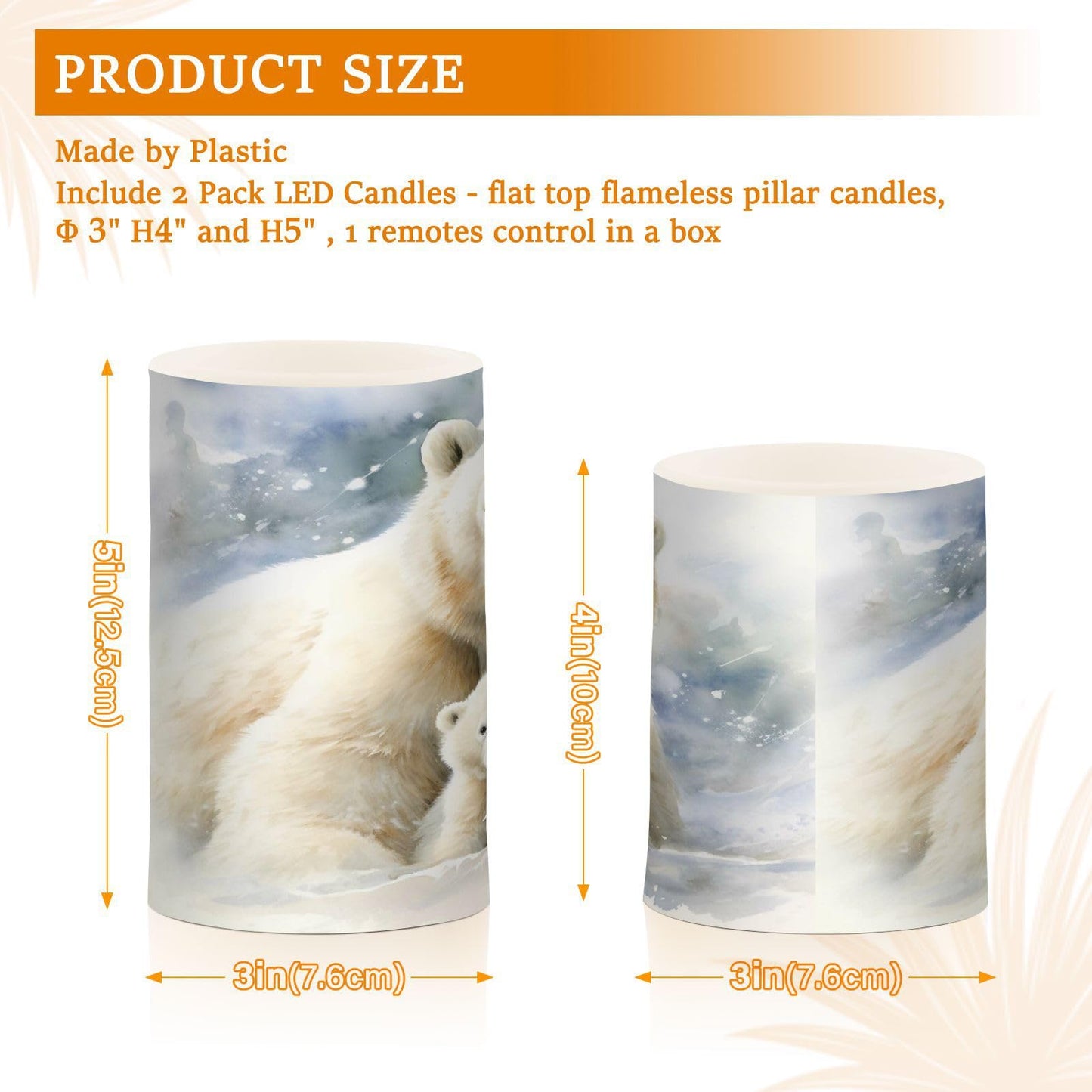 ALAZA Cute Polar Bear Flickering Flameless Candles Battery Operated with Remote Timer,Tea Light Candles LED Pillar Votive Candles Set of 2 for Outdoor Indoor Decorations