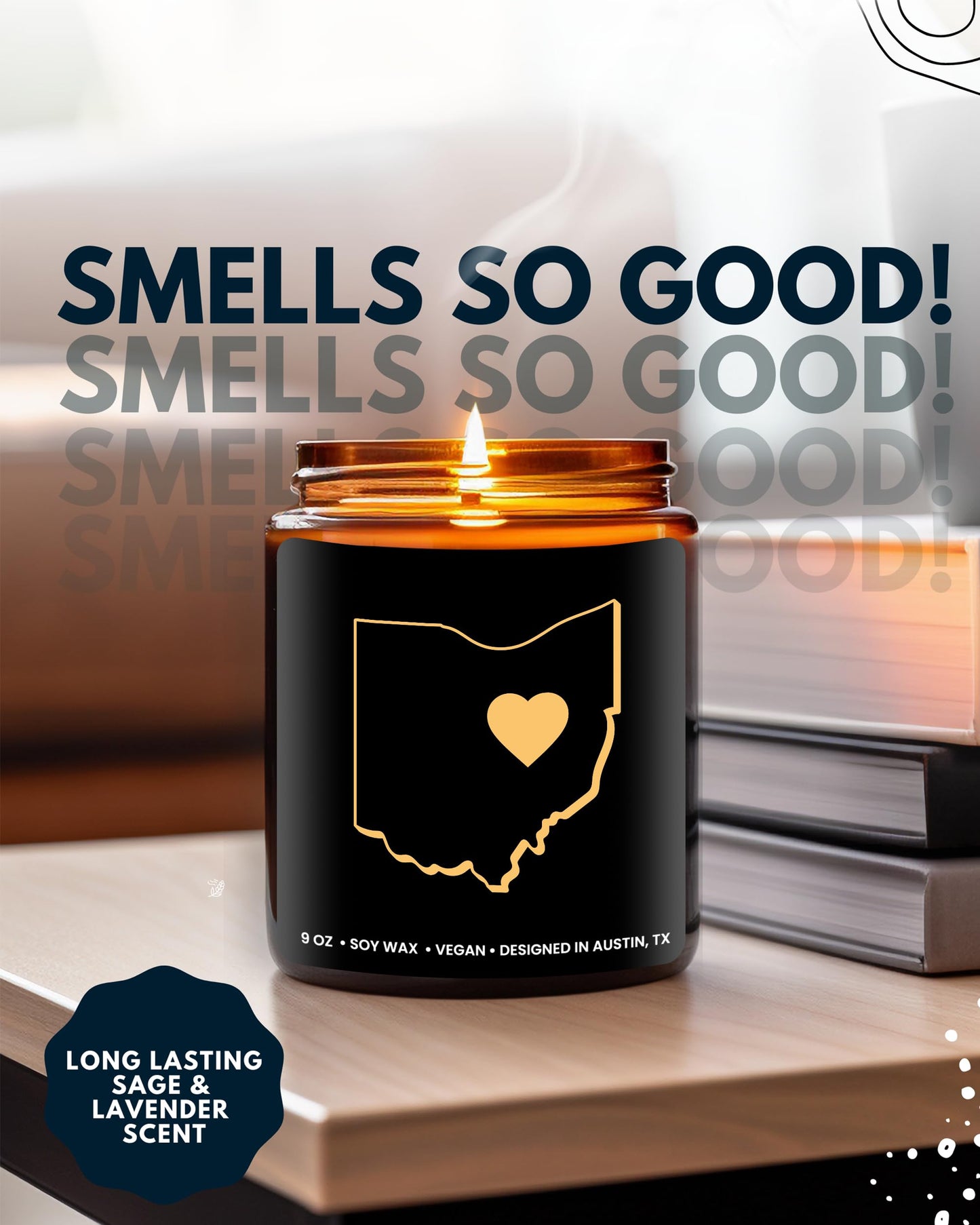 Ohio Candle, Unique Ohio Themed Gifts for Men and Women, Best State Souvenir Gifts for Moving Away, Thoughtful Home Sick Presents, Ideal for Birthday, Christmas, Graduation, Gift Ready