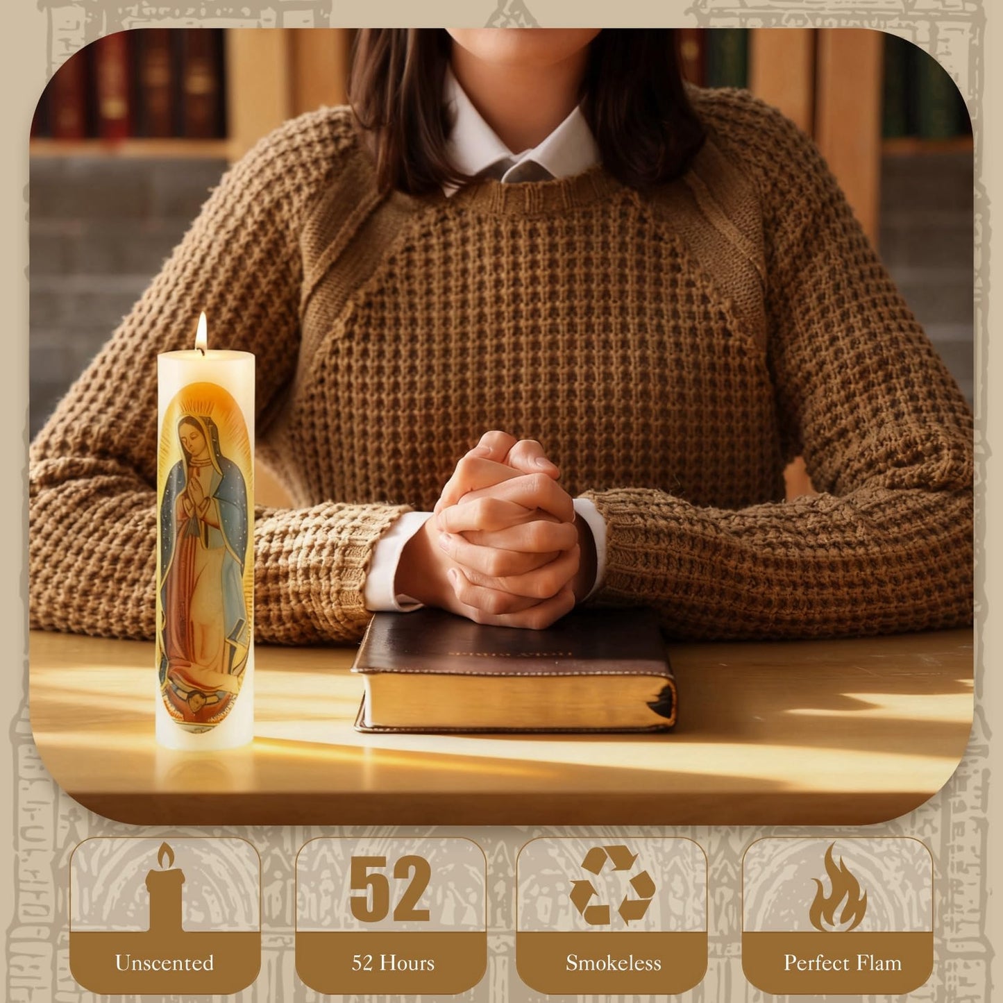 Conelist 3 Pcs Virgen De Guadalupe Candle Virgin Mary Candles Catholic Candle Religious Prayer Candles Decoration Burning Clean Unscented Religious Decoration Gift Idea for Mother's Day Birthday