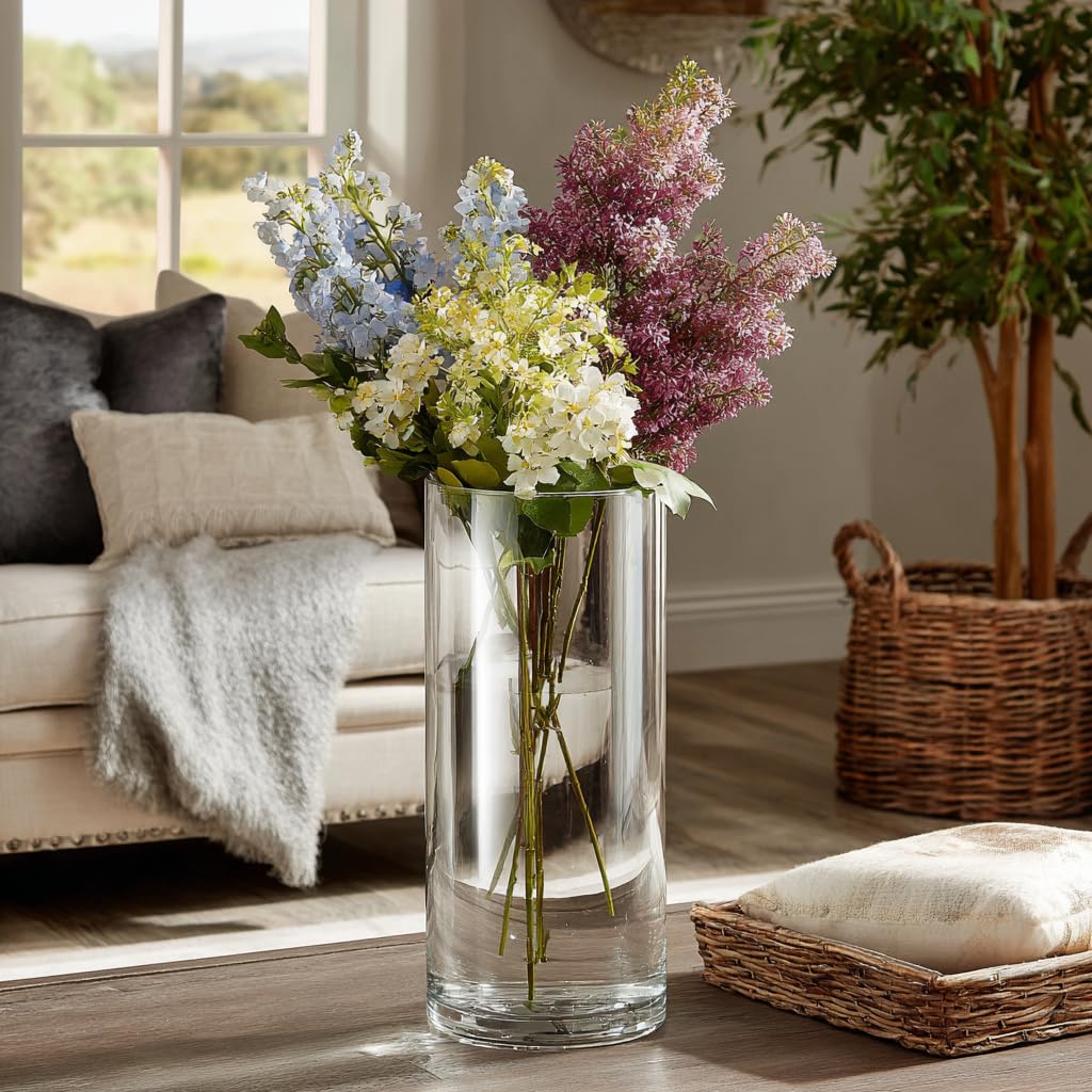 42pcs Big Glass Vase Cylindrical Vase for Tabletop Decoration, Candle Holder for Centerpieces, Pebble Vase for Party, Wedding, Banquet Decoration