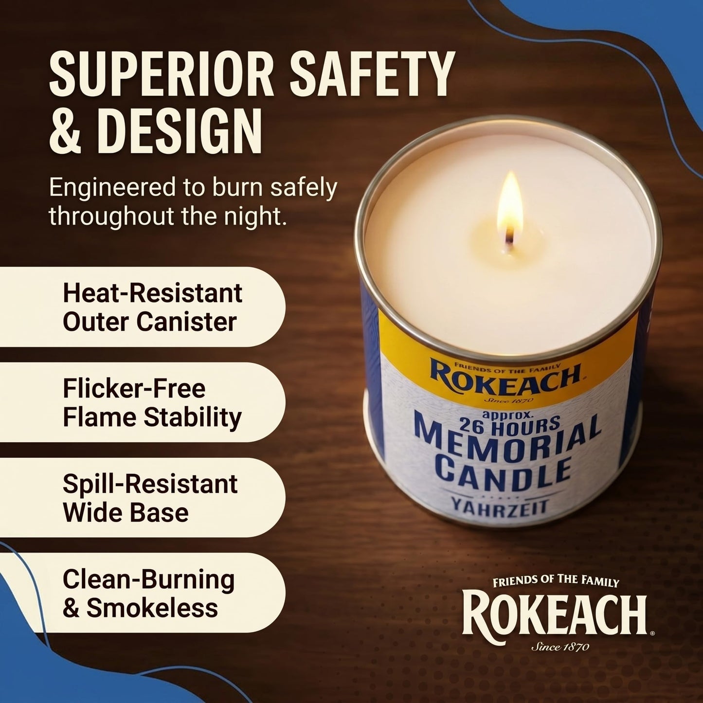 Rokeach 24 Hour Candles, Yahrzeit Memorial Candle, Tin (12 Pack) | Yom Kippur | Emergency, Perfect for Blackouts, Storms & Hurricanes