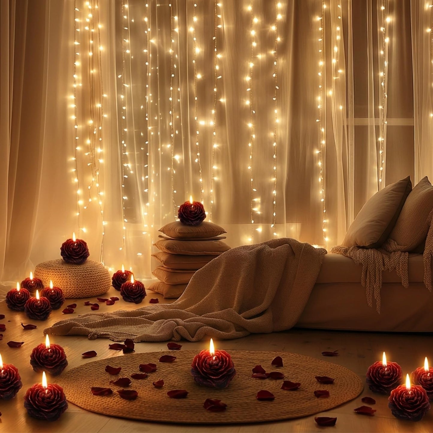 4 Packs Red Low Temperature Tea Lights Candle, Wax Play Red Rose Shaped Candle for Weddings and Valentine's Day, Engagement Proposals, Candlelit Dinners Decor