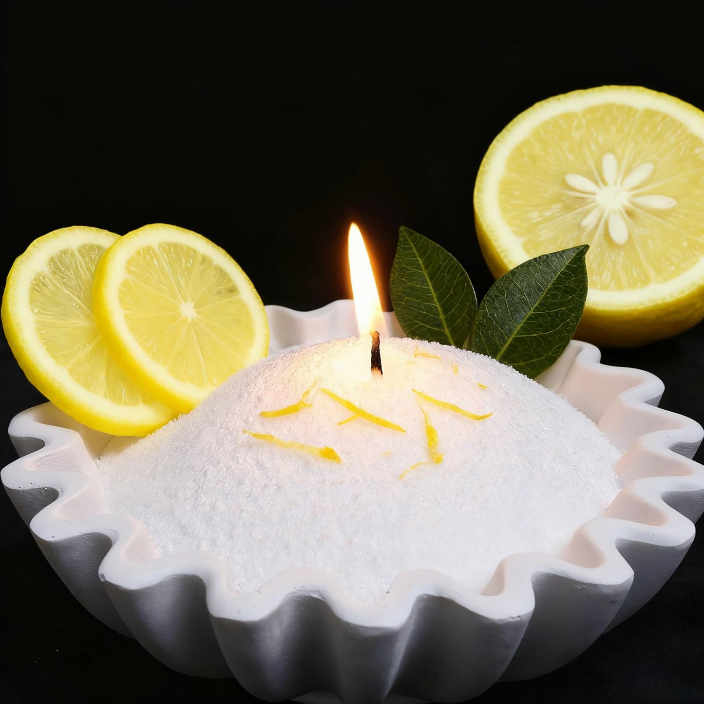 Aufien Candle Sand with Wicks,21.4 Oz Pearled Candle, DIY Bead Powder Sand Wax Refillable Non Toxic for Handmade, Mother's Day Wedding and Halloween Christmas Decorations White Fresh Lemon Scented