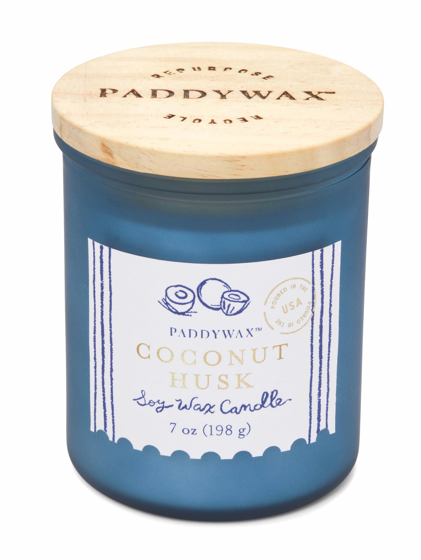 Paddywax Scented Candles Artisan Sea Glass Inspired Coastal Collection Jar Candle with Lid, 226g, Coconut Husk