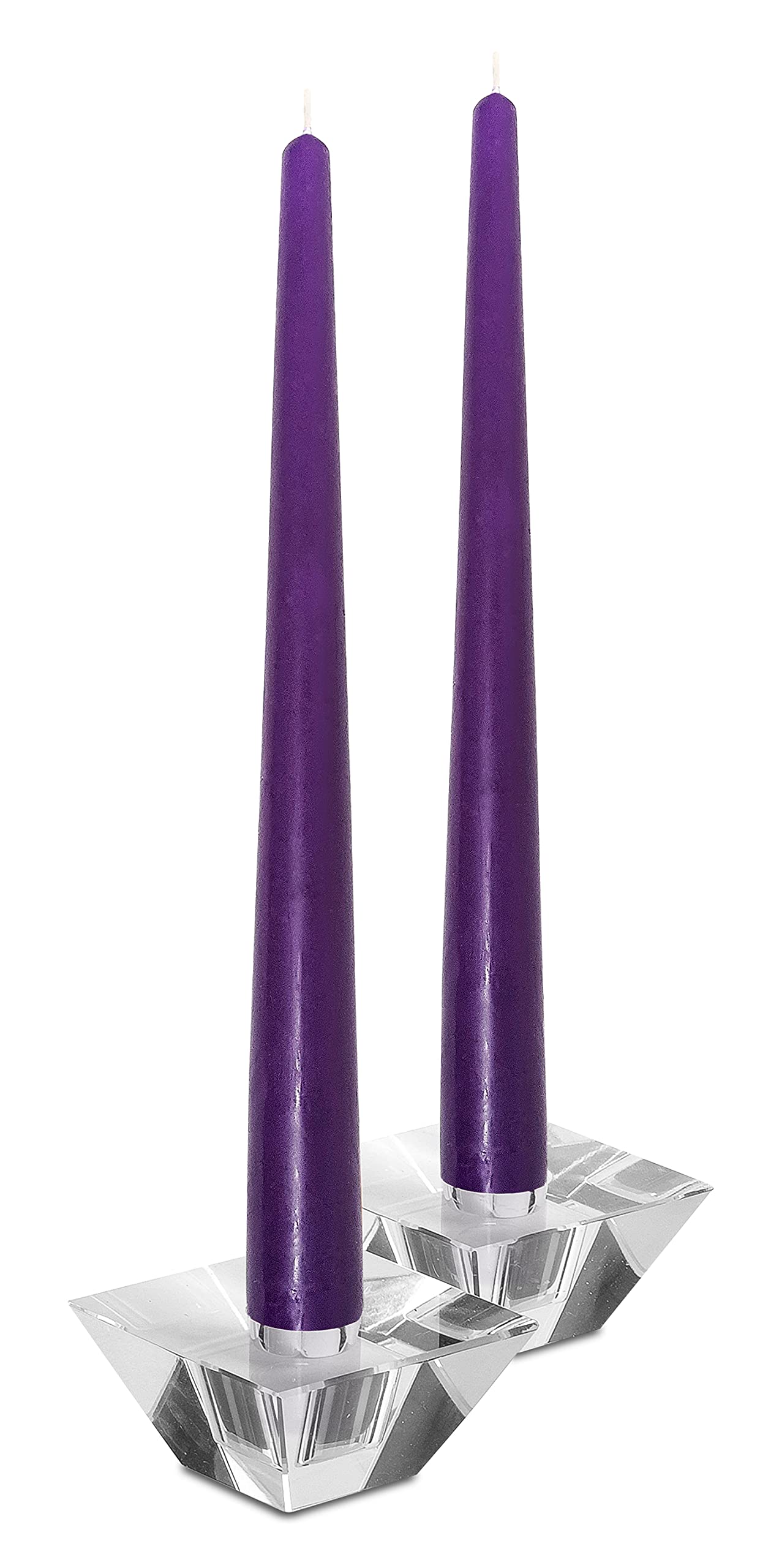 Hyoola Tall Taper Candles - 10 Inch Purple Unscented Dripless Taper Candles - 8 Hour Burn Time - 12 Pack