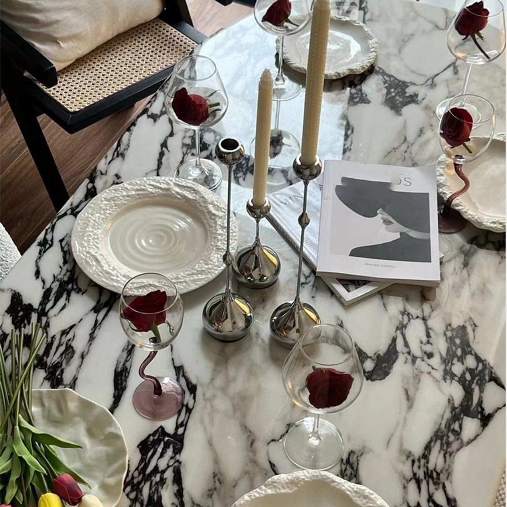 TKOWTB Candle Holder Silver Metal Candlestick Romantic Art Table Decoration for Home Dining,Wedding Photography Props