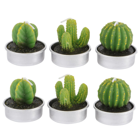 MAGICLULU 6Pcs Smokeless Succulent Cactus Candles for Decor for Birthdays Weddings and Parties Long Burning Creative Cactus Party Decorations