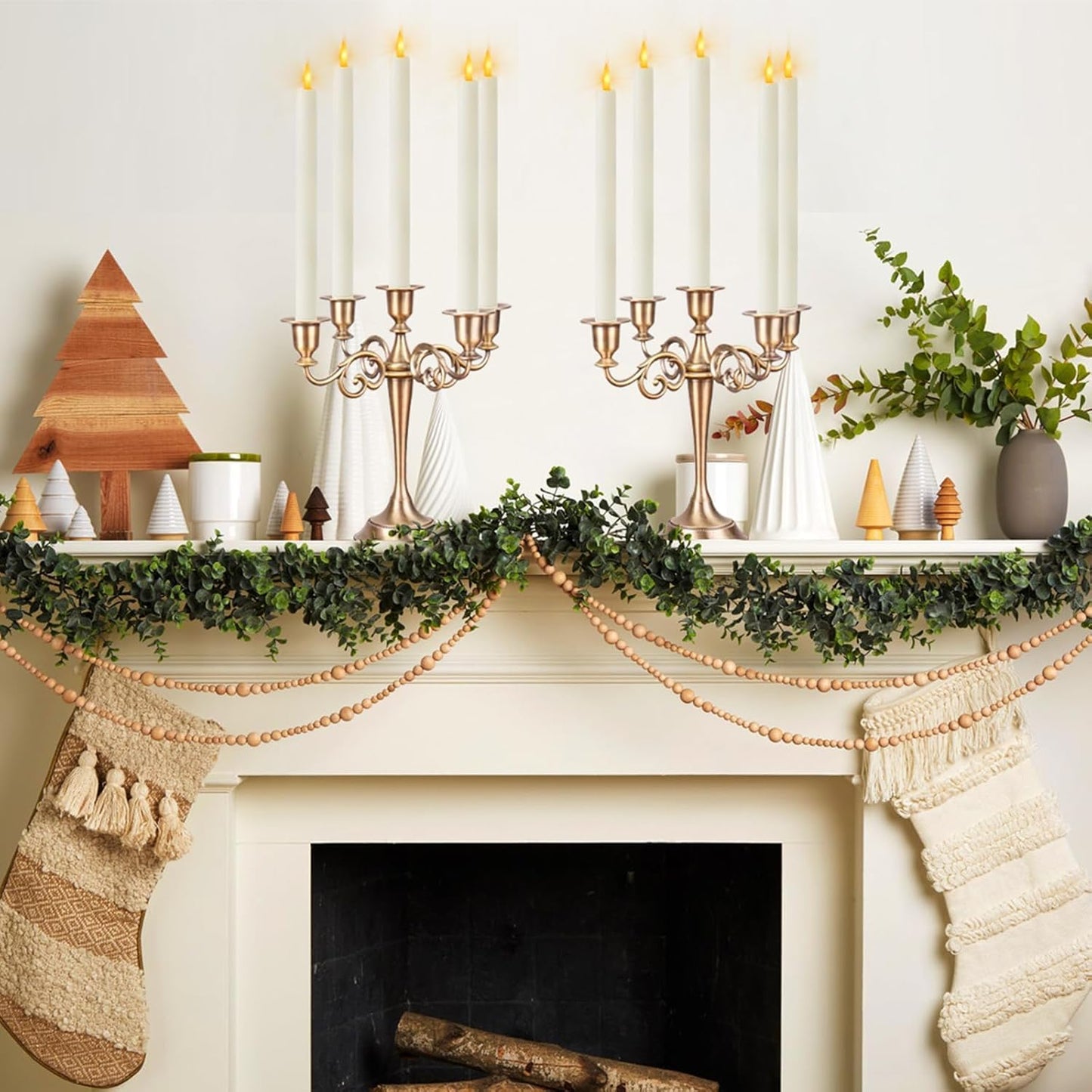 Sunjas 6PCS Flameless Taper Candles with 3D Flickering Flame Battery Operated Candles with 2 Remote with Button Cell Battery 10" Ivory LED Candlesticks Window Candle for Christmas Home Decor