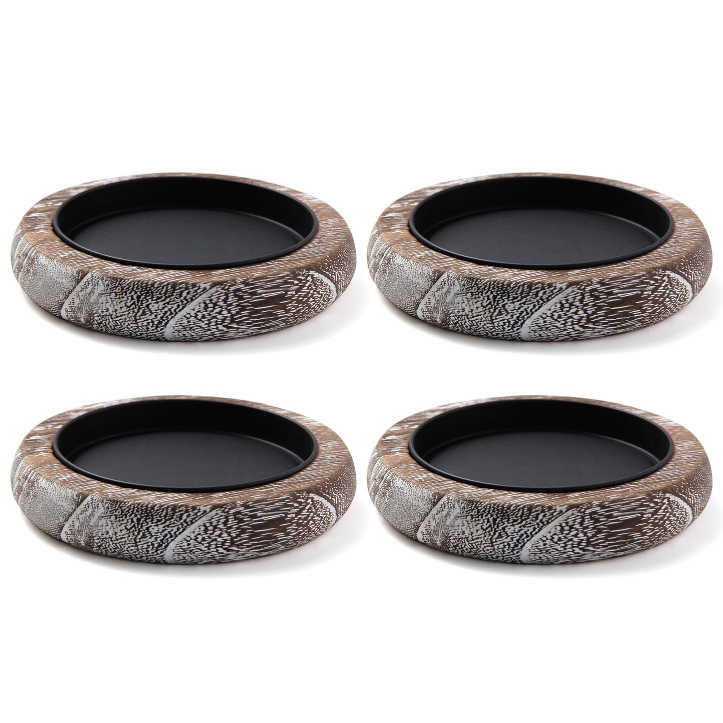 Hatway Wood Candle Holder Farmhouse Decor Wooden Pillar Candles Tray for Table Centerpiece Small Decorative Tray Riser Round Wooden Plate Pedestal Stand for Coffee Table for Christmas Decor-Bai-4