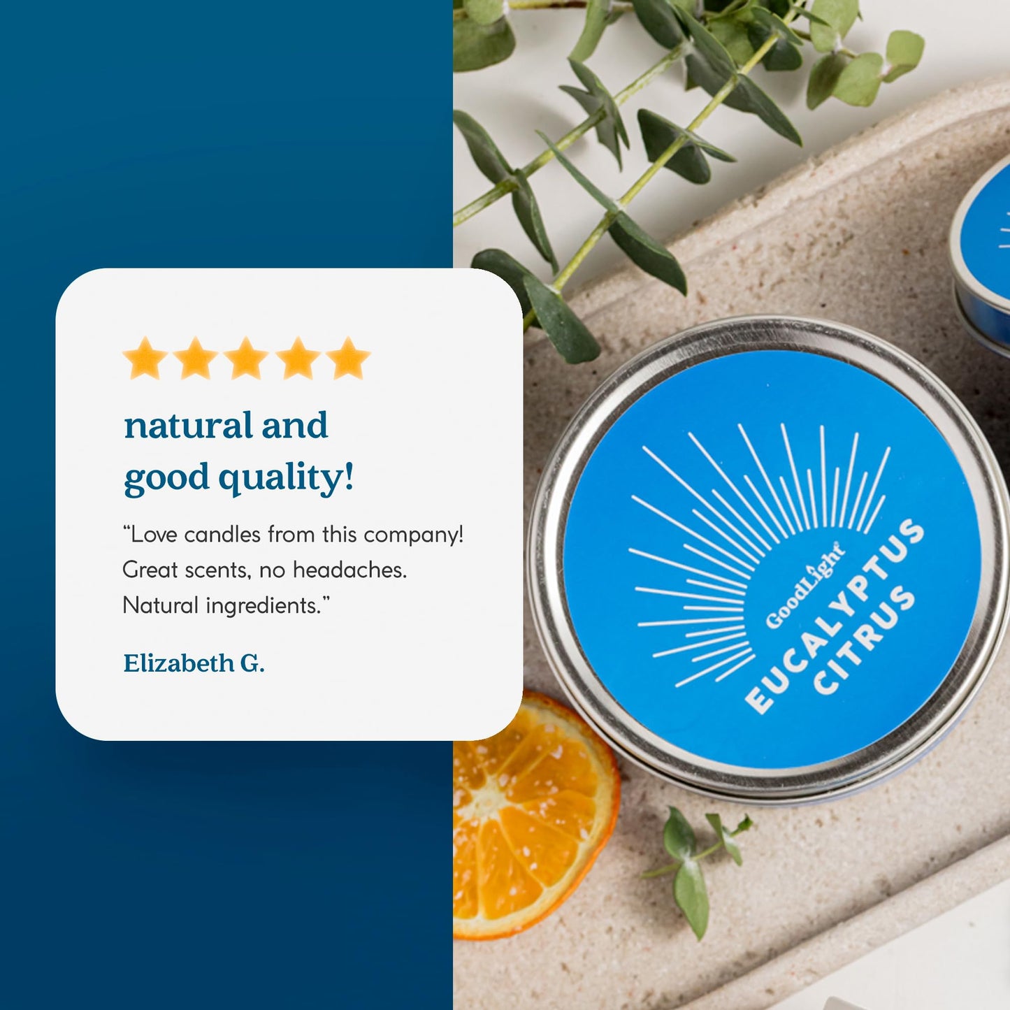 GoodLight Paraffin-Free Scented Candle in Stylish Tin (Eucalyptus Citrus, 6 oz)