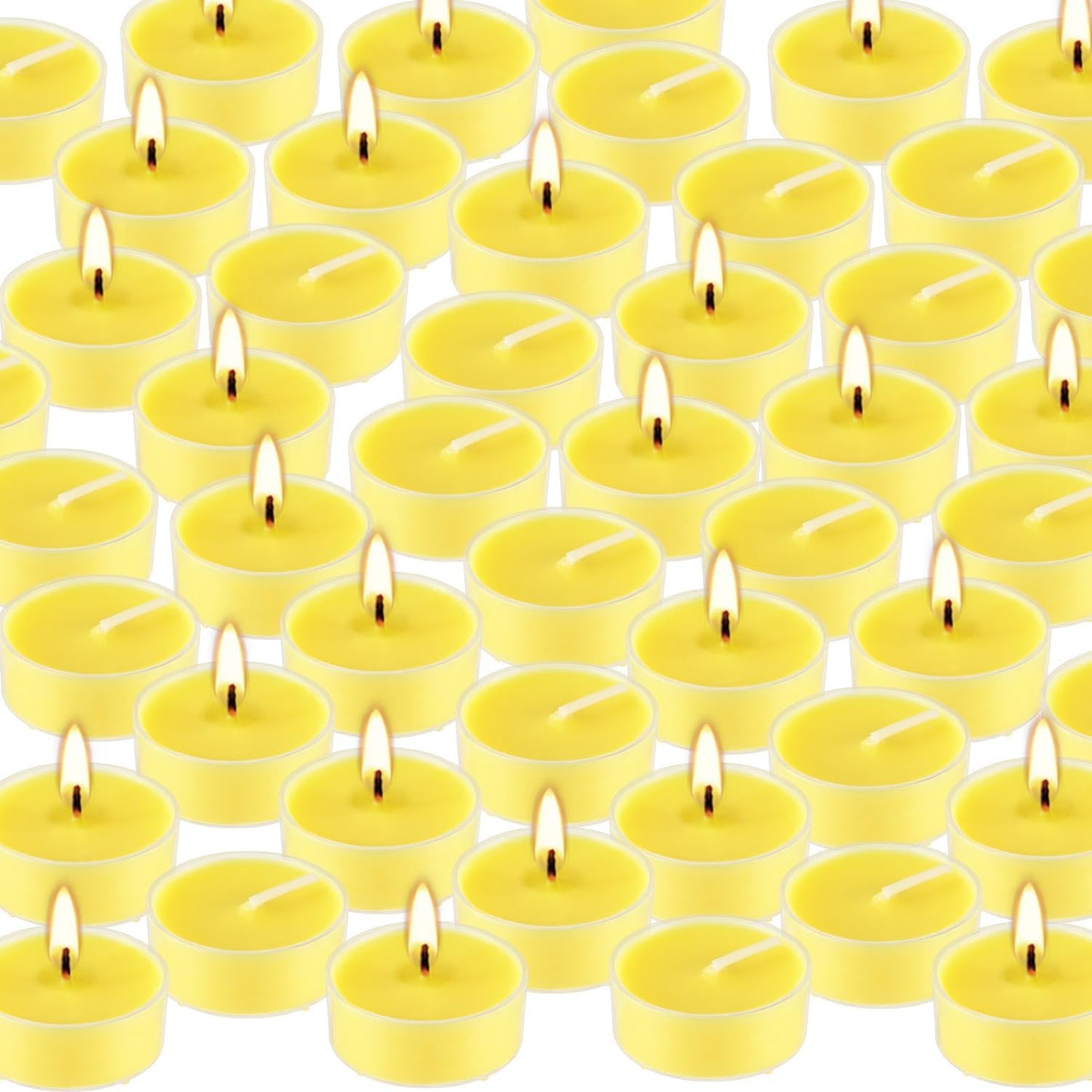 3.5-Hour 100Pack Yellow Tealight Candles, Outdoor and Indoor Summer Scented Candle,Natural Soy Wax Candle for Home Patio Garden Yard Balcony,BBQ Birthday Emergency