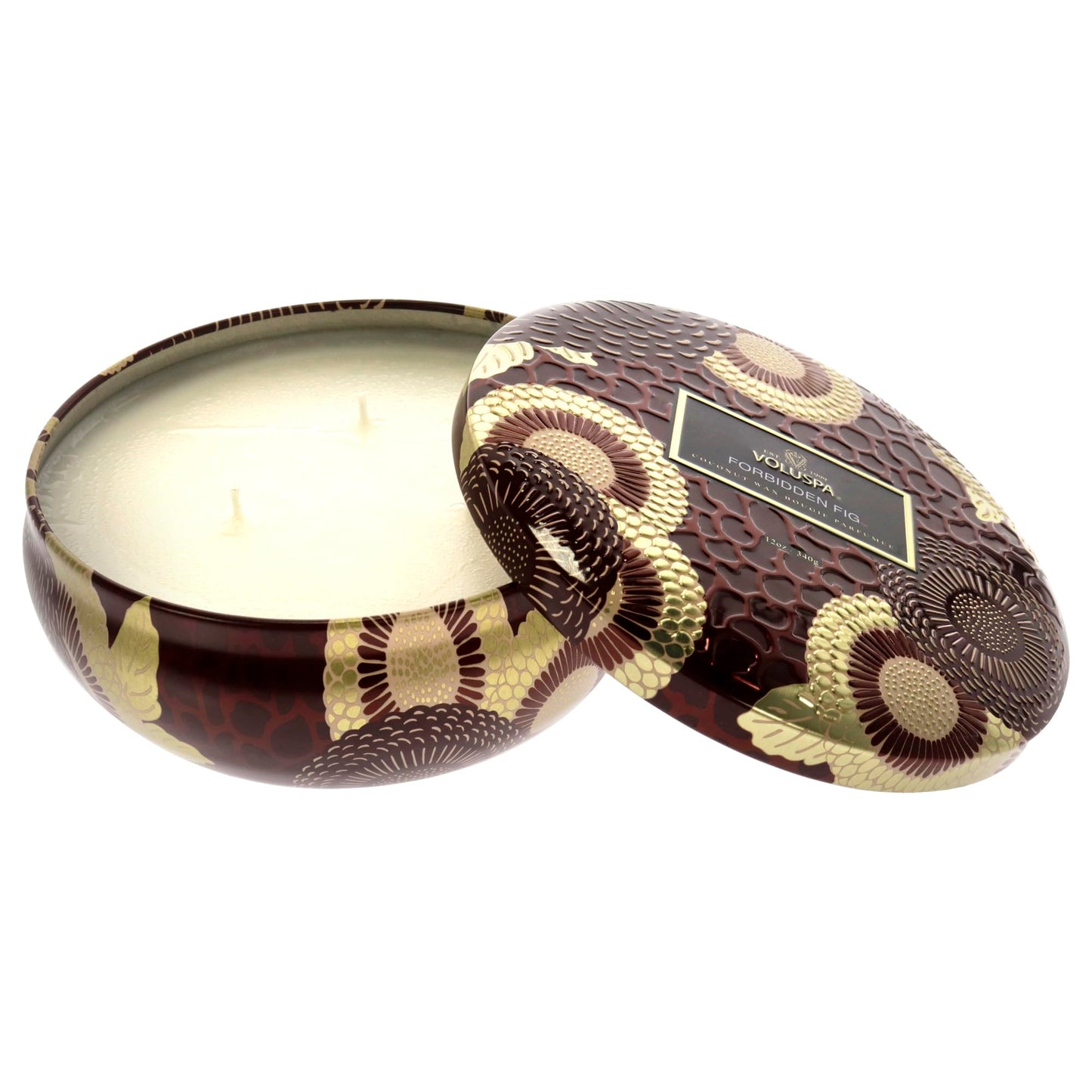 Voluspa Noble Fir Garland, 3 Wick Tin Candle, 12oz, 40 Hour Burn Time, Coconut Wax Candle for The Home, Poured in The USA
