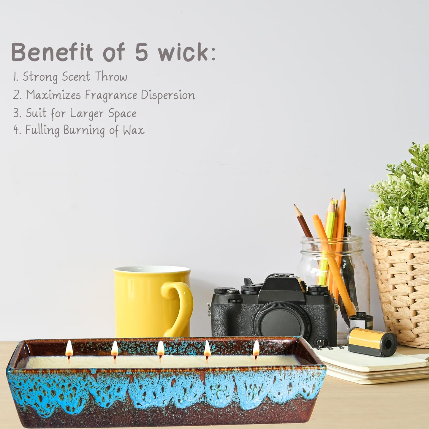 Scented Candles - 5 Wicks Large Vanilla Candles for Home Scented, 24 oz Aromatherapy Candle Gifts for Women, Decorative Natural Soy Candles with Long Lasting for Mother's Day Birthday Anniversary