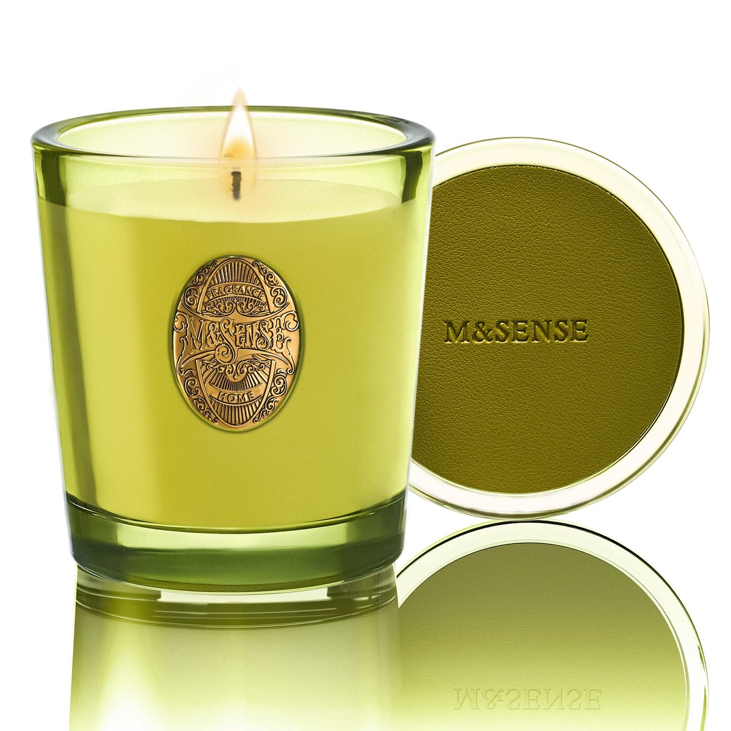 M&SENSE Natural Fresh Soy Candle | White Tea Sage & Matcha Green | 9.2 oz, 50H Burn Time | Luxury Scented Candle for Relaxation, Gifting, Home Décor | Ideal for Bedroom, Office, Party Ambiance