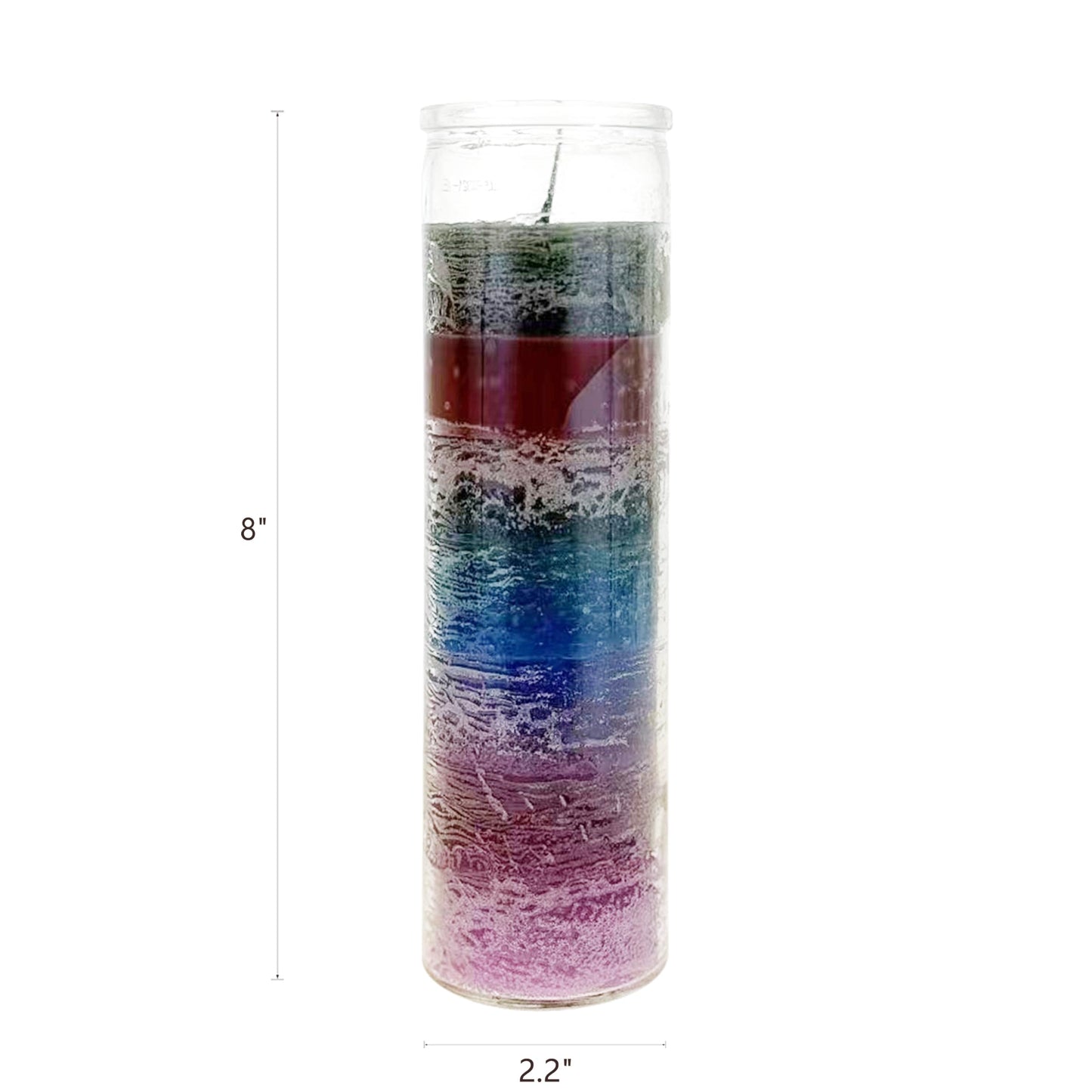 Mega Candles 3 pcs Unscented 7 Color Glass Devotional Prayer Candles, Hand Poured Wax Candle 2 Inch x 8 Inch, Sanctuary, Vigils, Prayers, Casting Chimes, Spiritual, Rituals, Spells, Wicca, Deities