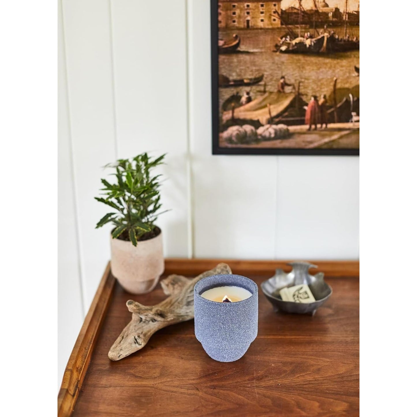 Paddywax Parks, Acadia Scented Candle in Reusable Ceramic Jar with Crackling Wood Wick, Soy Candle with Approx. 77 Hour Burn Time, Decorative Gift Candles for Home, Seagrass & Driftwood Scent, 11 oz