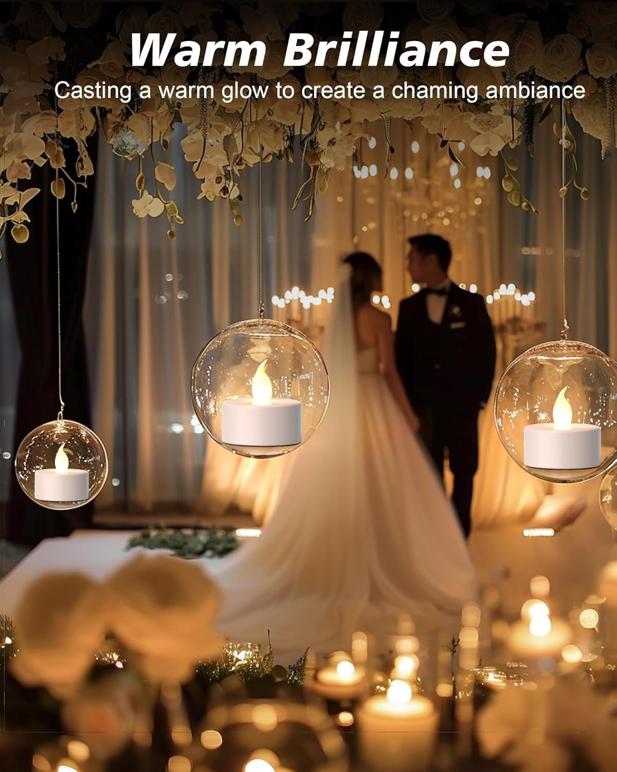 PUNPUBA LED Tea Lights Candles- 100Pack Flameless Candles Realistic and Bright Flickering Long Lasting 200Hours for Holiday Celebration,Party, Home Decoration WarmWhite,Battery Operated