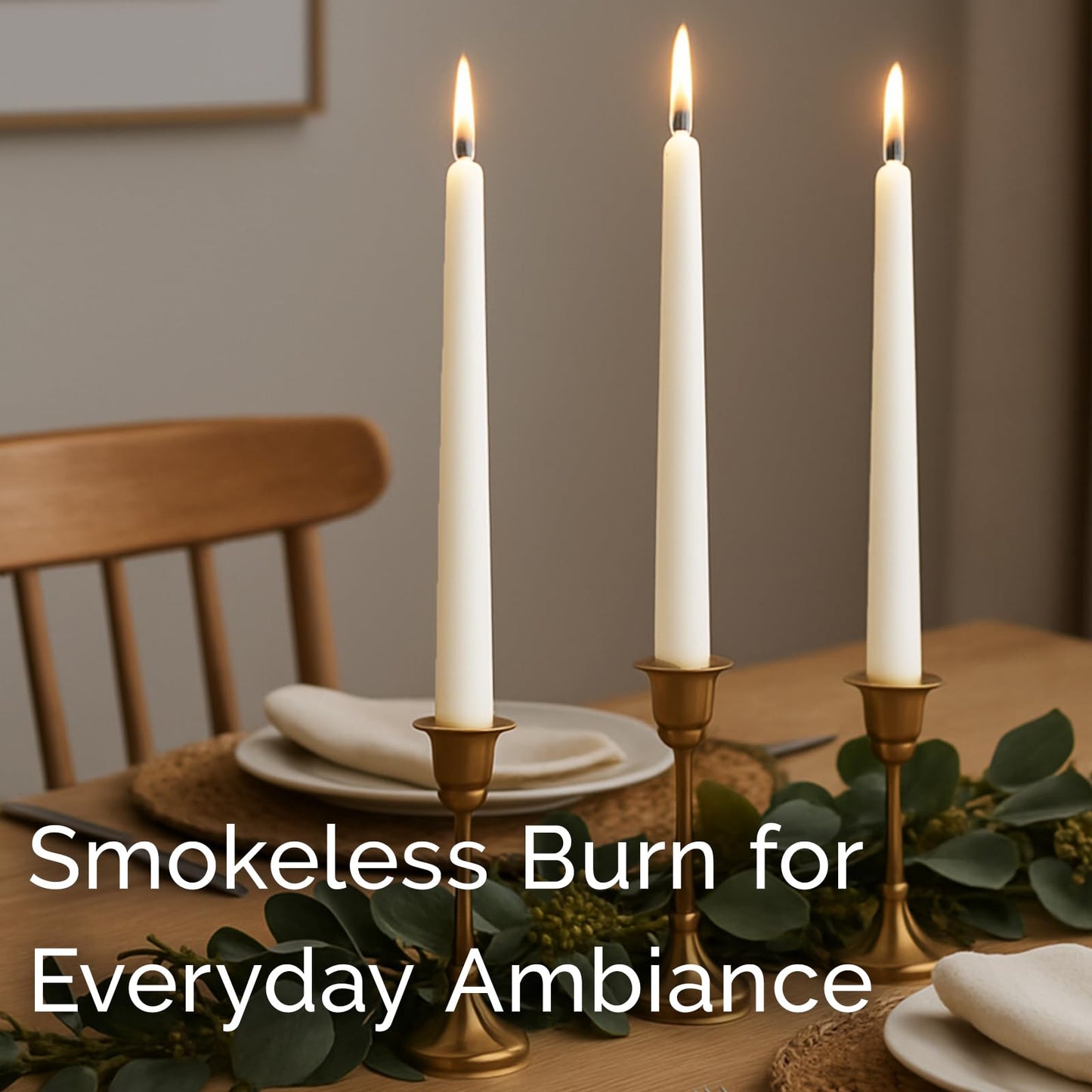 Stonebriar Tall 10" White Unscented 10 Count Taper Candles, 7 Hour Burn Time