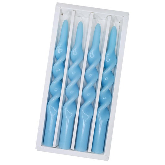 Blue Spiral Taper Candles Blue Candlesticks 4 PCS Cute Candle Stick Long Tapered Candles Decorative Handmade Twisted Candle for Dinner Home Weddings Festive